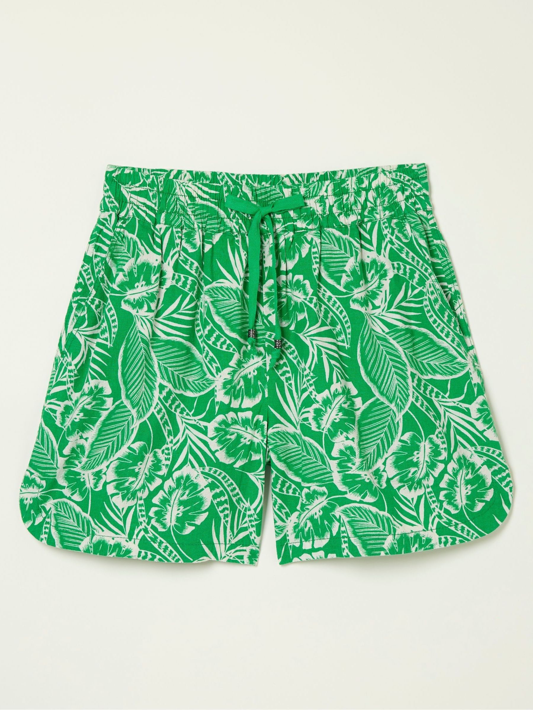 Green Tenby Linen Topical Leaf Shorts - Image 5 of 5