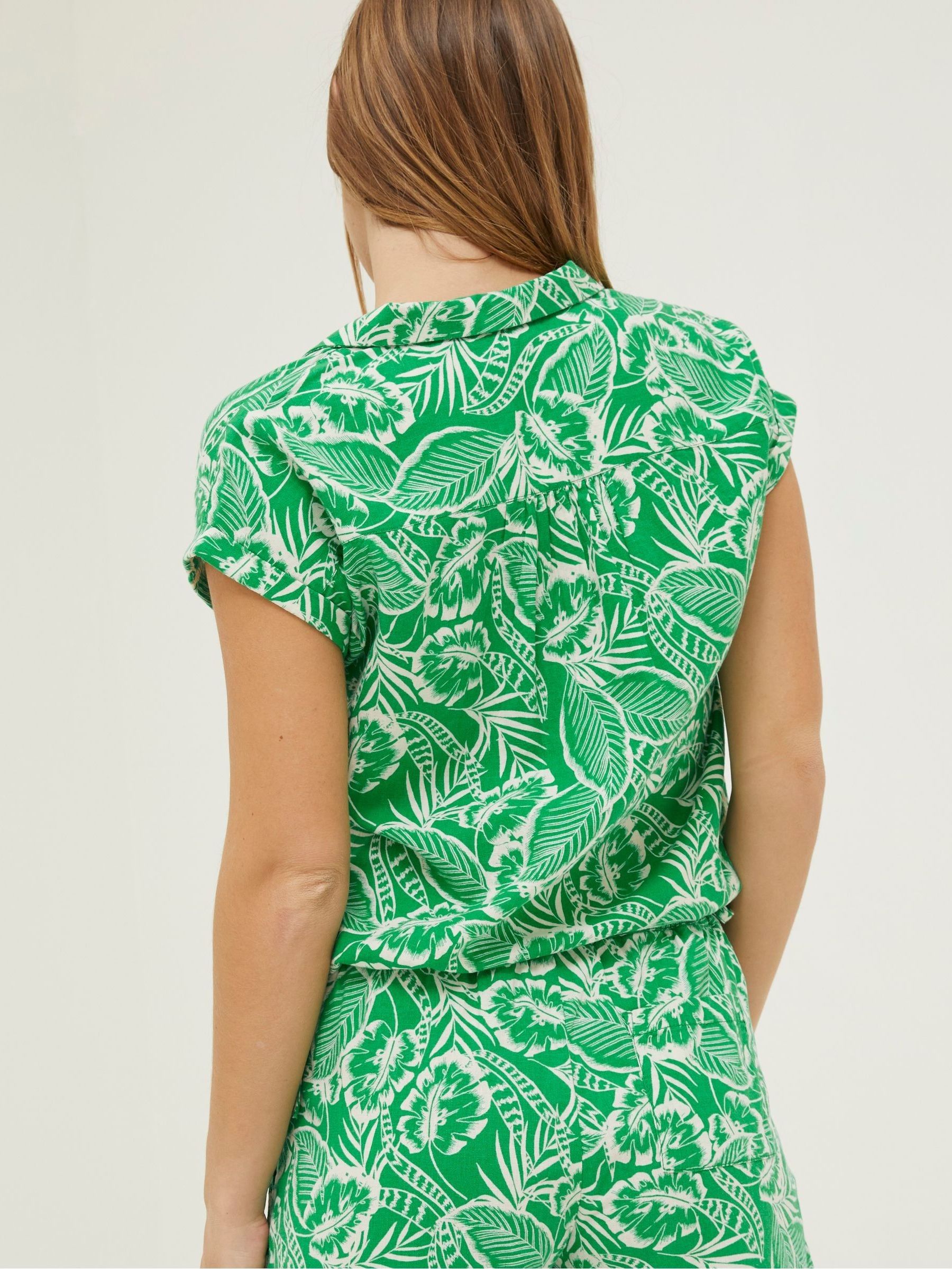 Green Val Leaf Linen Blend Shirt - Image 2 of 5