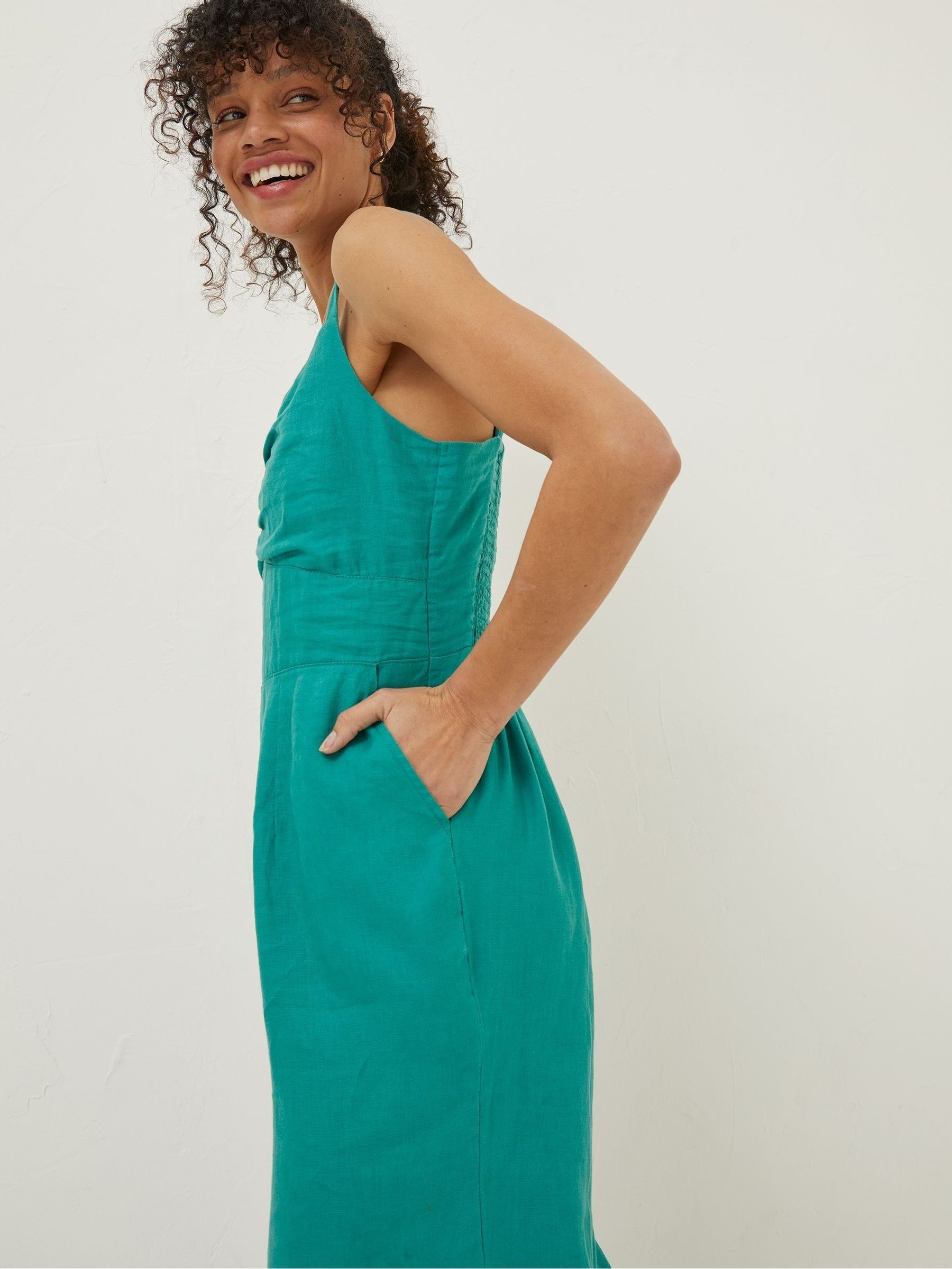 Green Linen Vic Jumpsuit - Image 4 of 5
