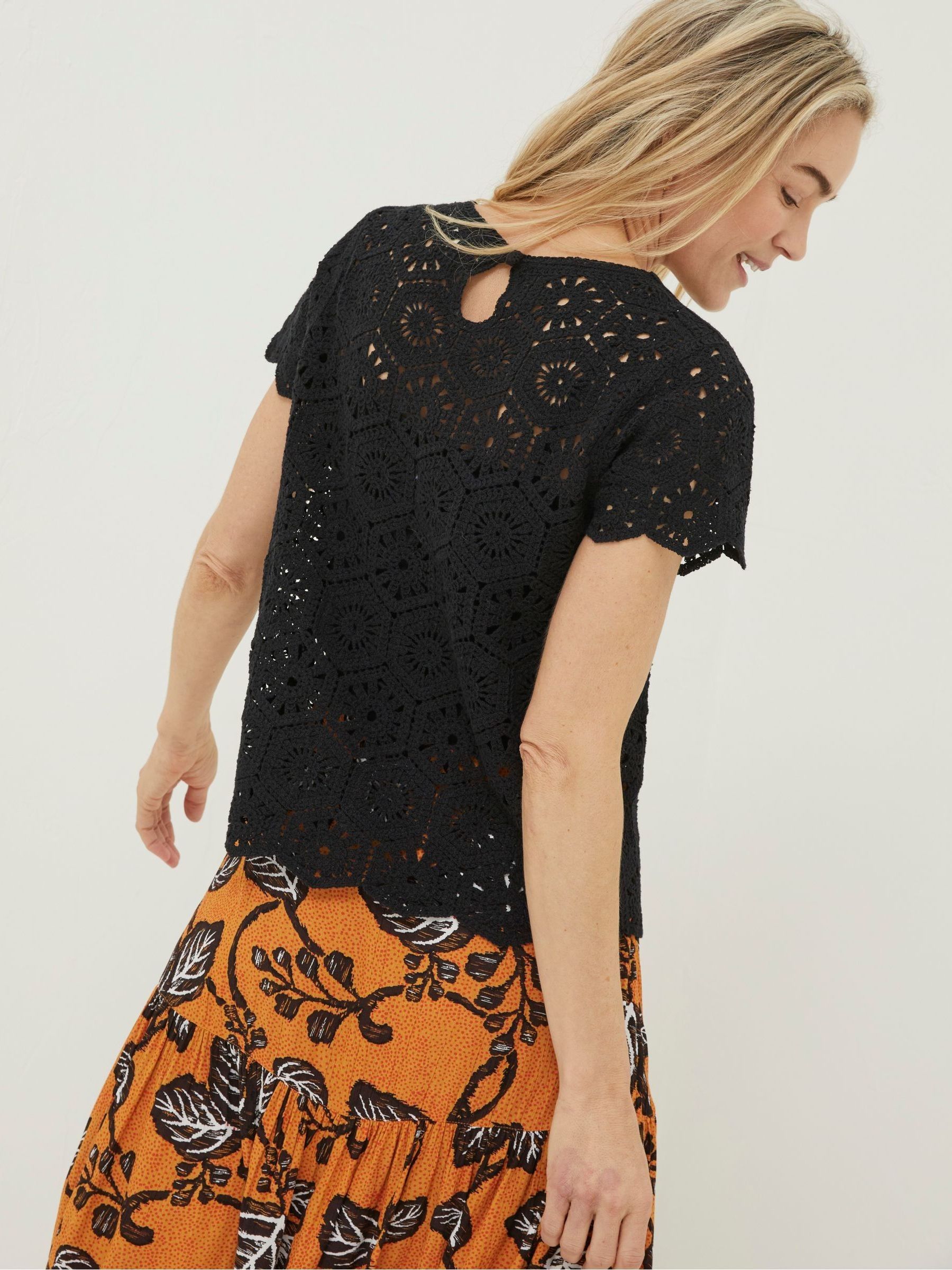 Black Crochet Carrie Top - Image 2 of 5 Black Crochet Carrie Top - Image 2 of 5