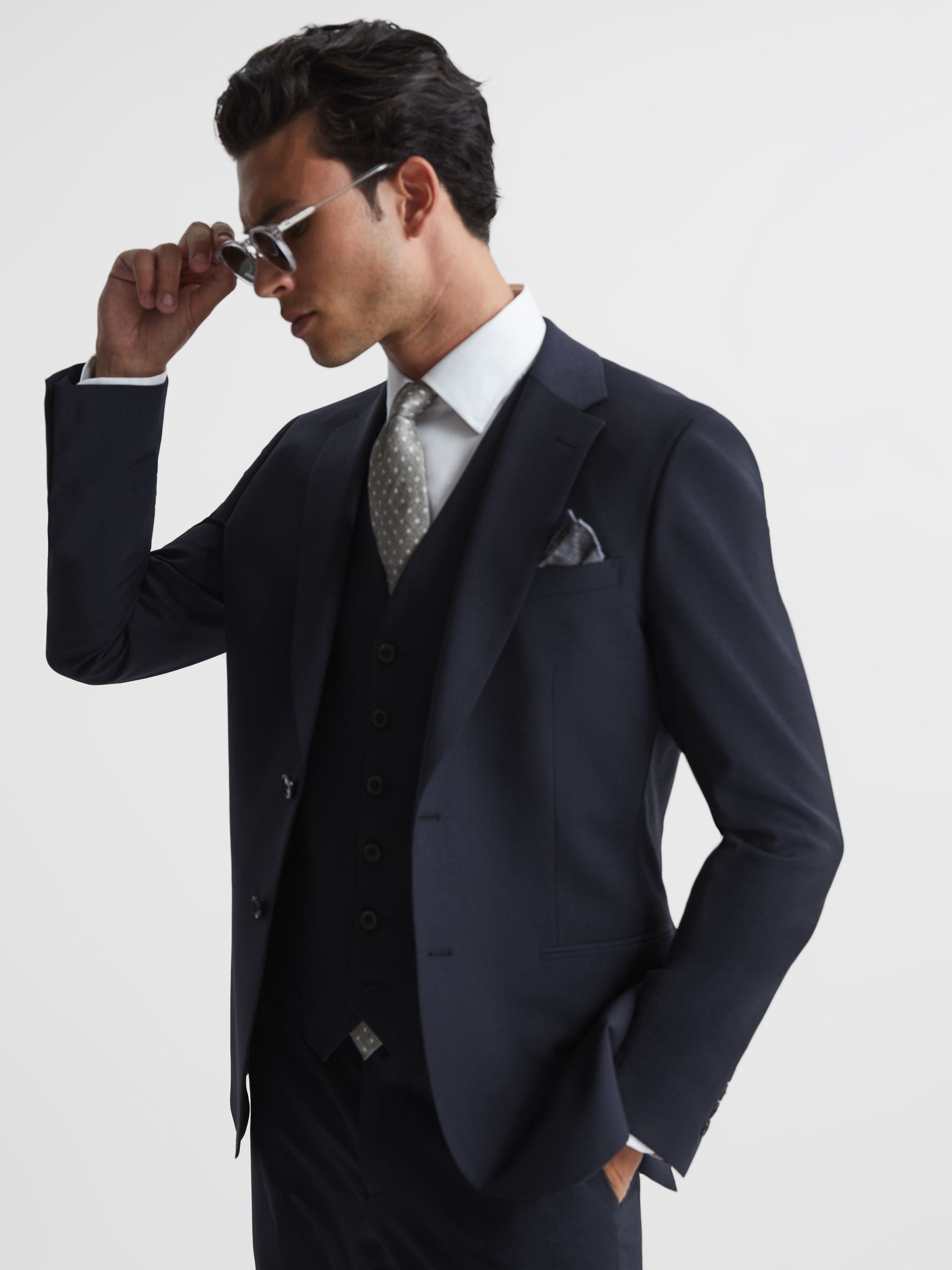 Modern Fit Travel Blazer in Navy - Image 1 of 11 Modern Fit Travel Blazer in Navy - Image 1 of 11