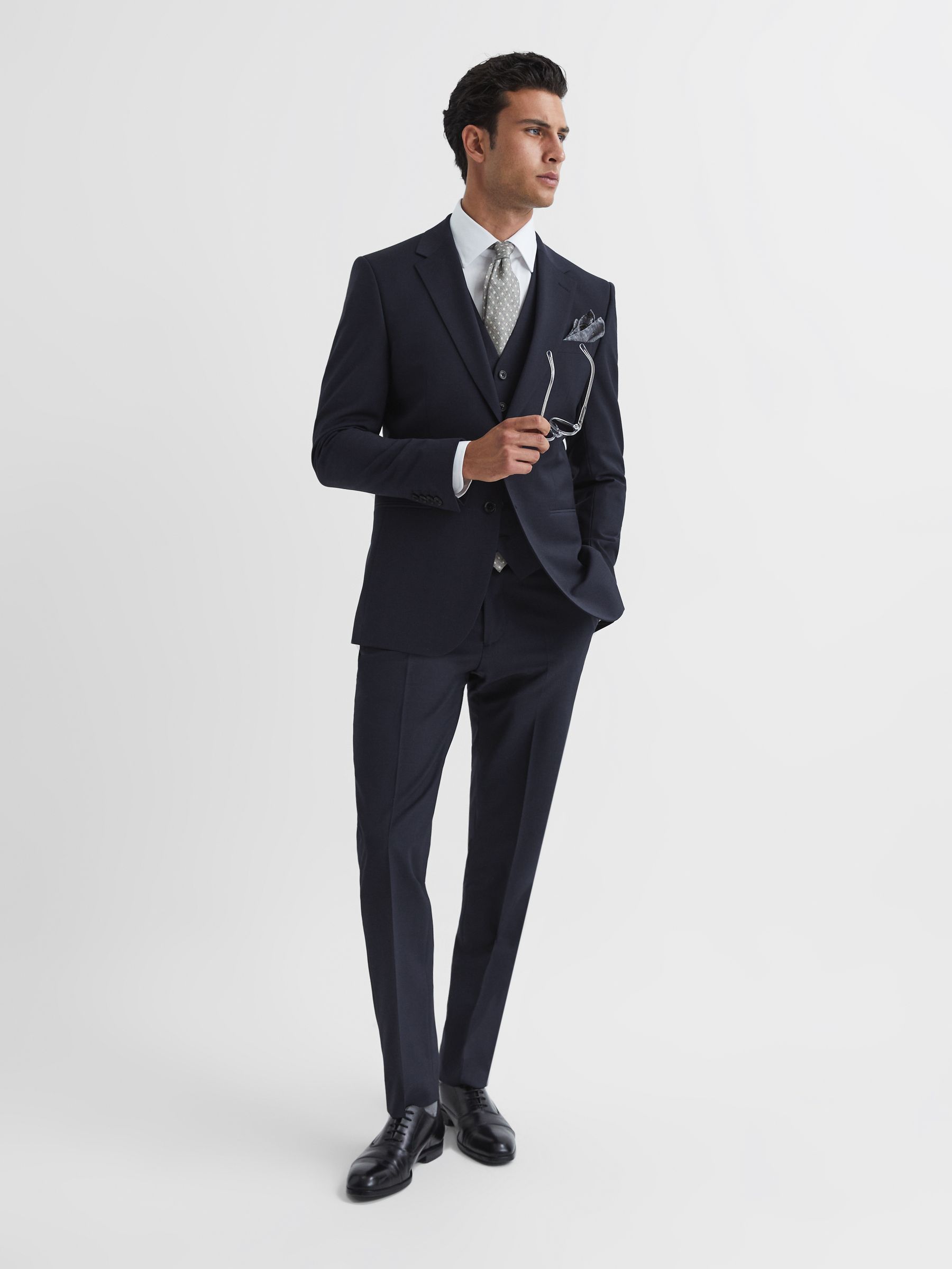 Modern Fit Travel Blazer in Navy - Image 3 of 11