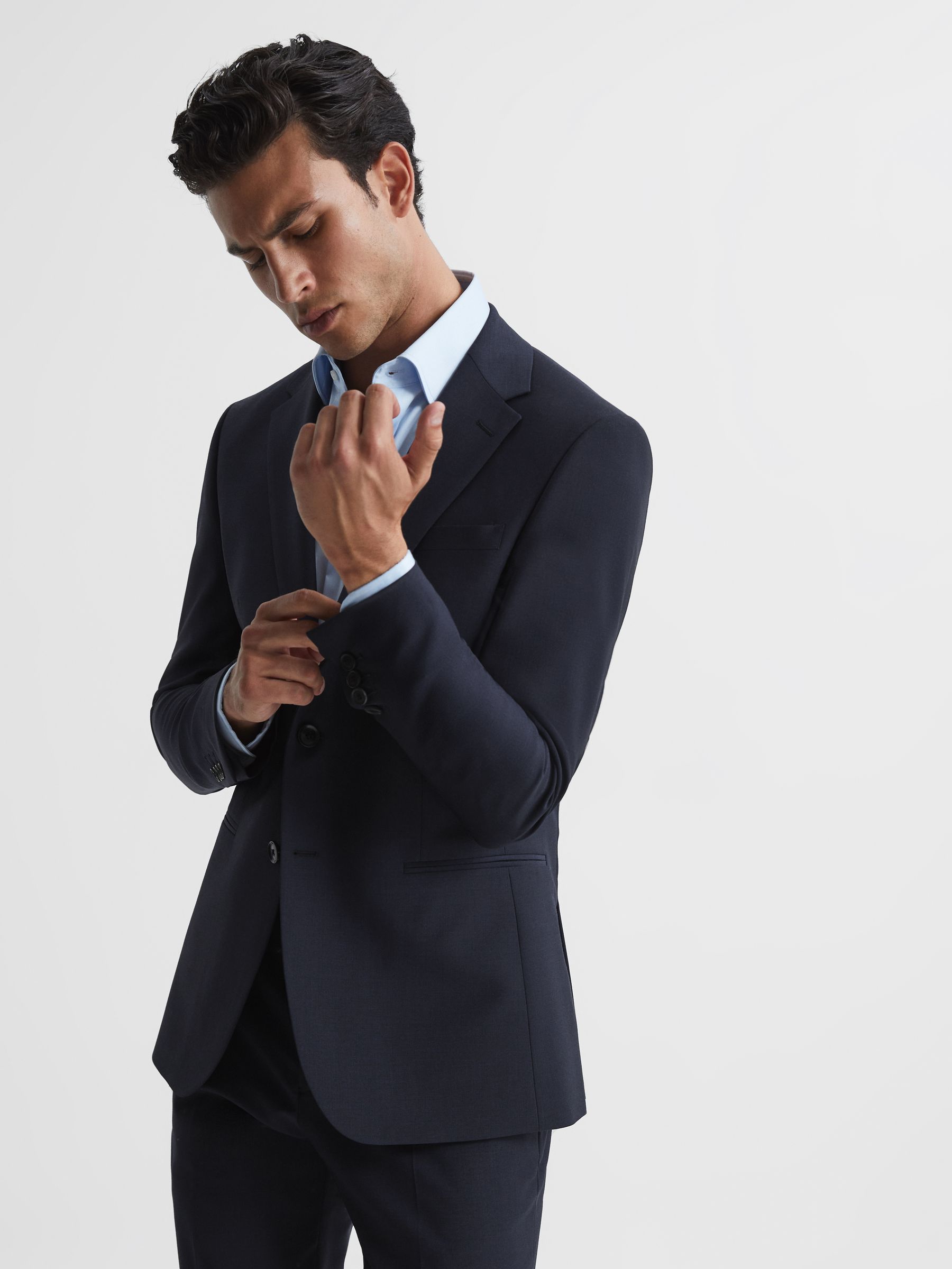Modern Fit Travel Blazer in Navy - Image 6 of 11