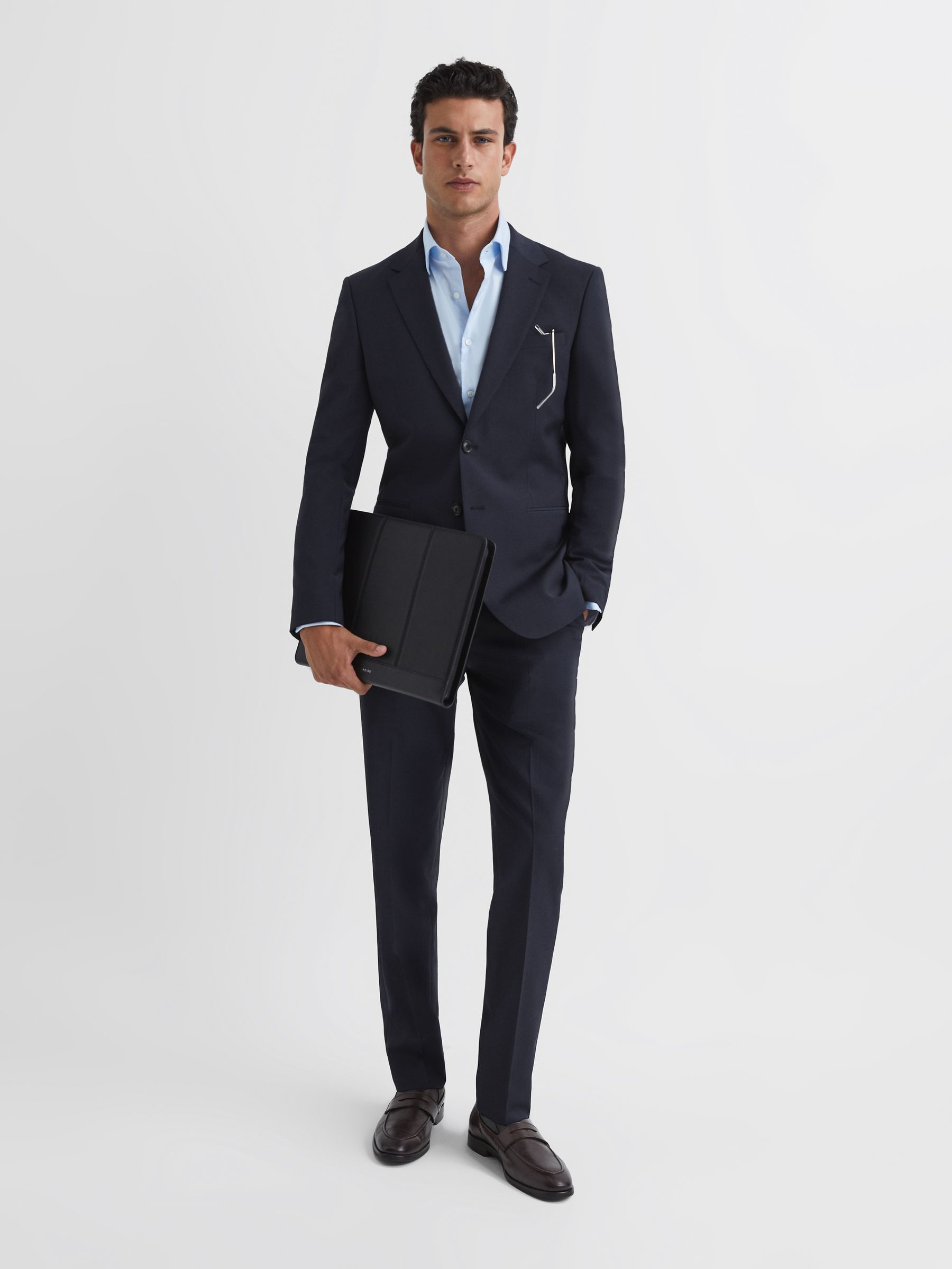 Modern Fit Travel Blazer in Navy - Image 7 of 11