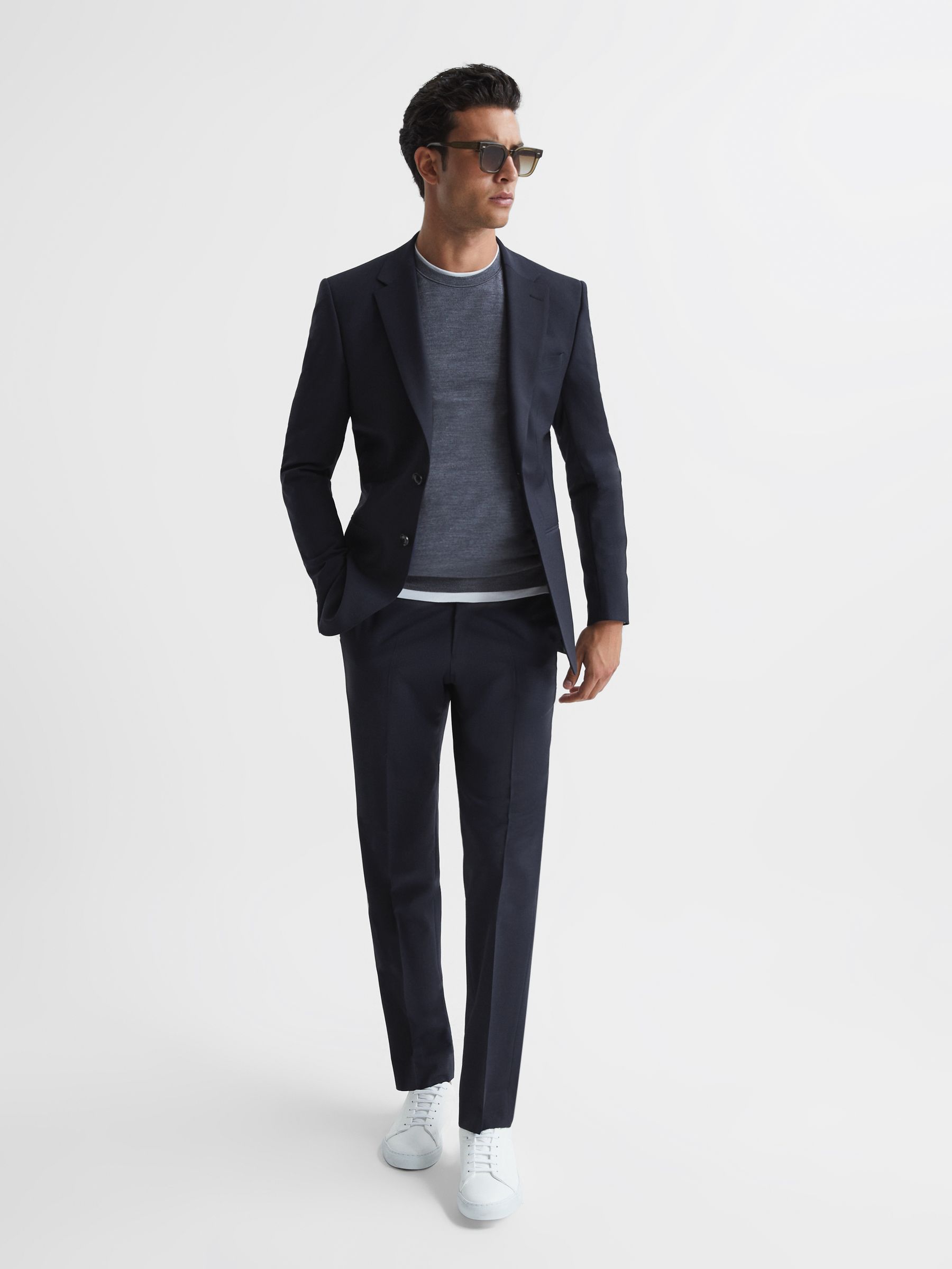 Modern Fit Travel Blazer in Navy - Image 9 of 11