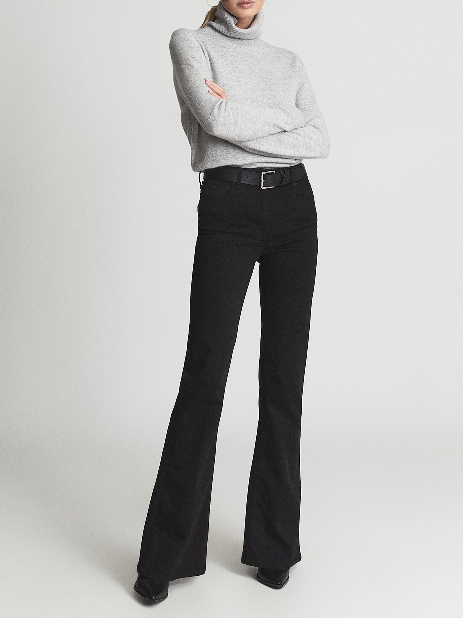 High Rise Flared Jeans in Black - Image 1 of 6