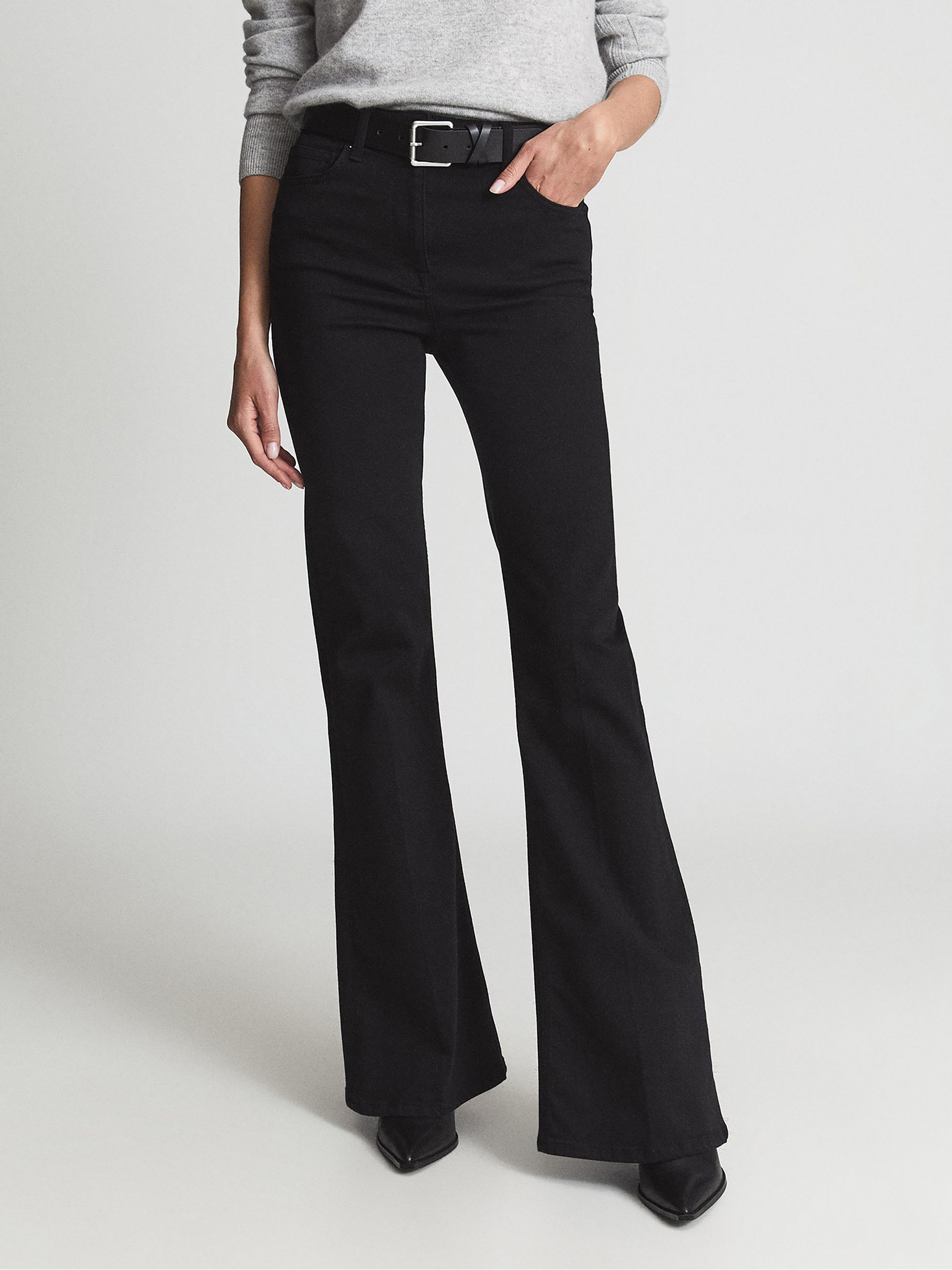 High Rise Flared Jeans in Black - Image 3 of 6