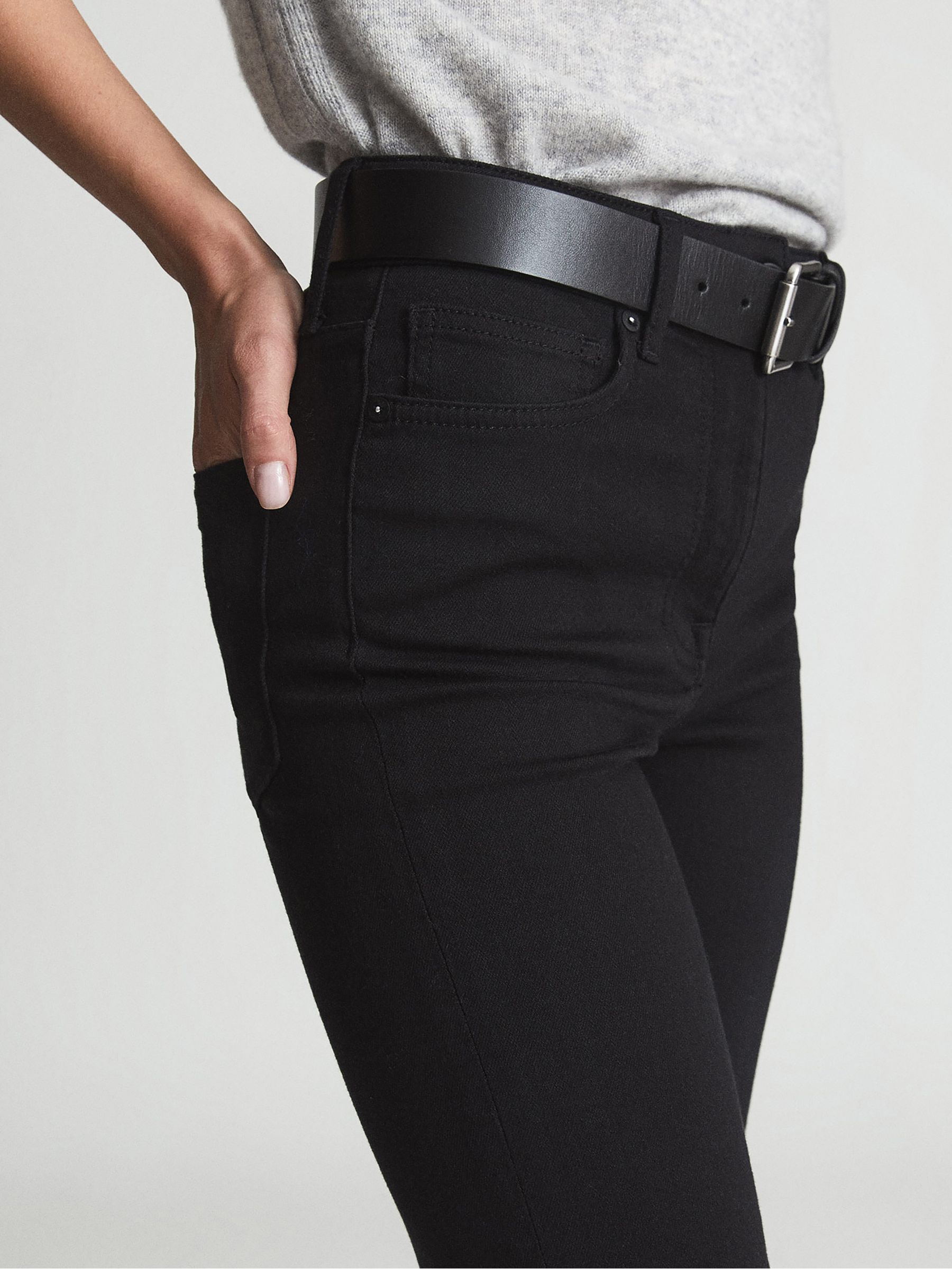 High Rise Flared Jeans in Black - Image 4 of 6