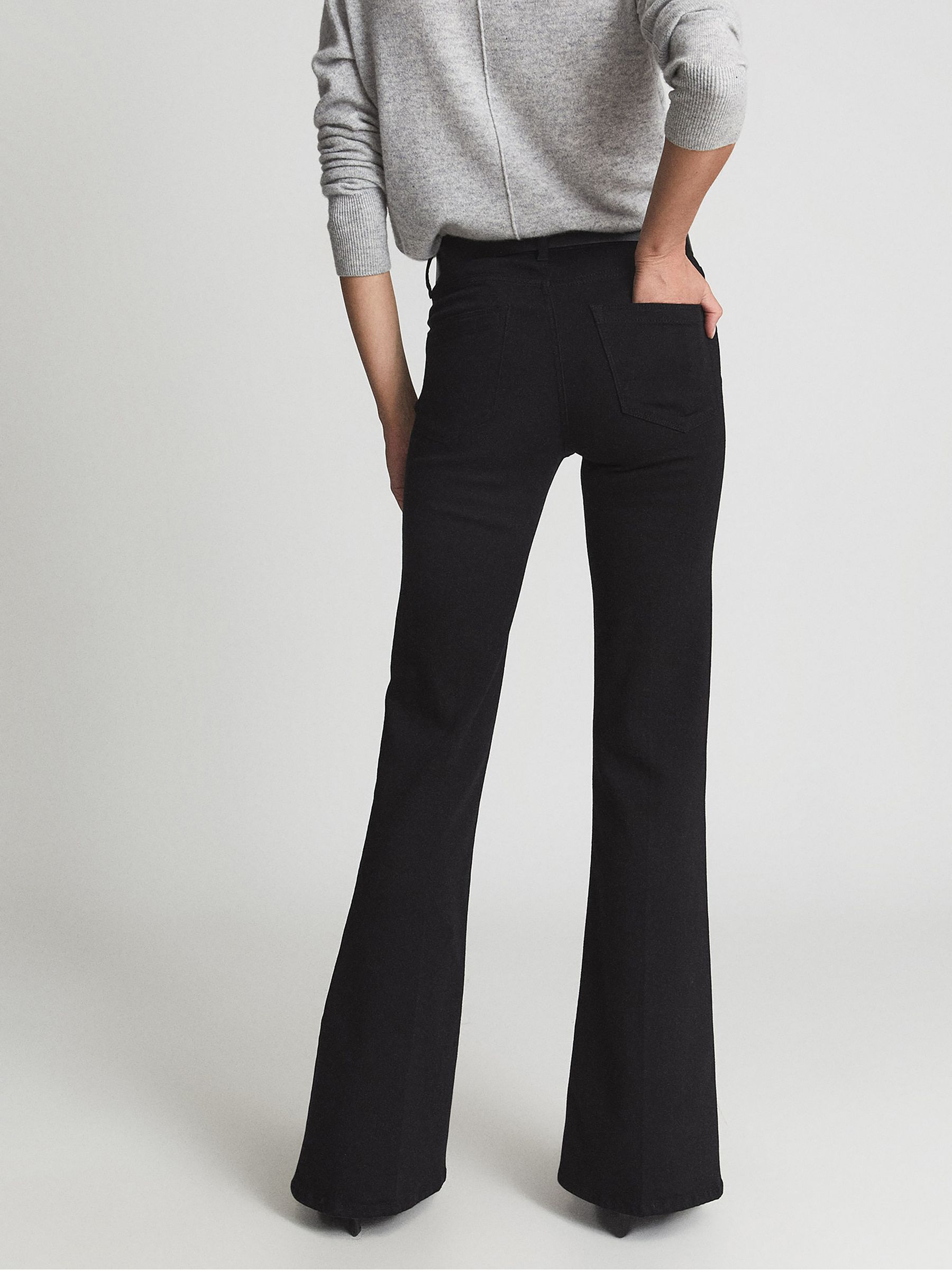 High Rise Flared Jeans in Black - Image 5 of 6