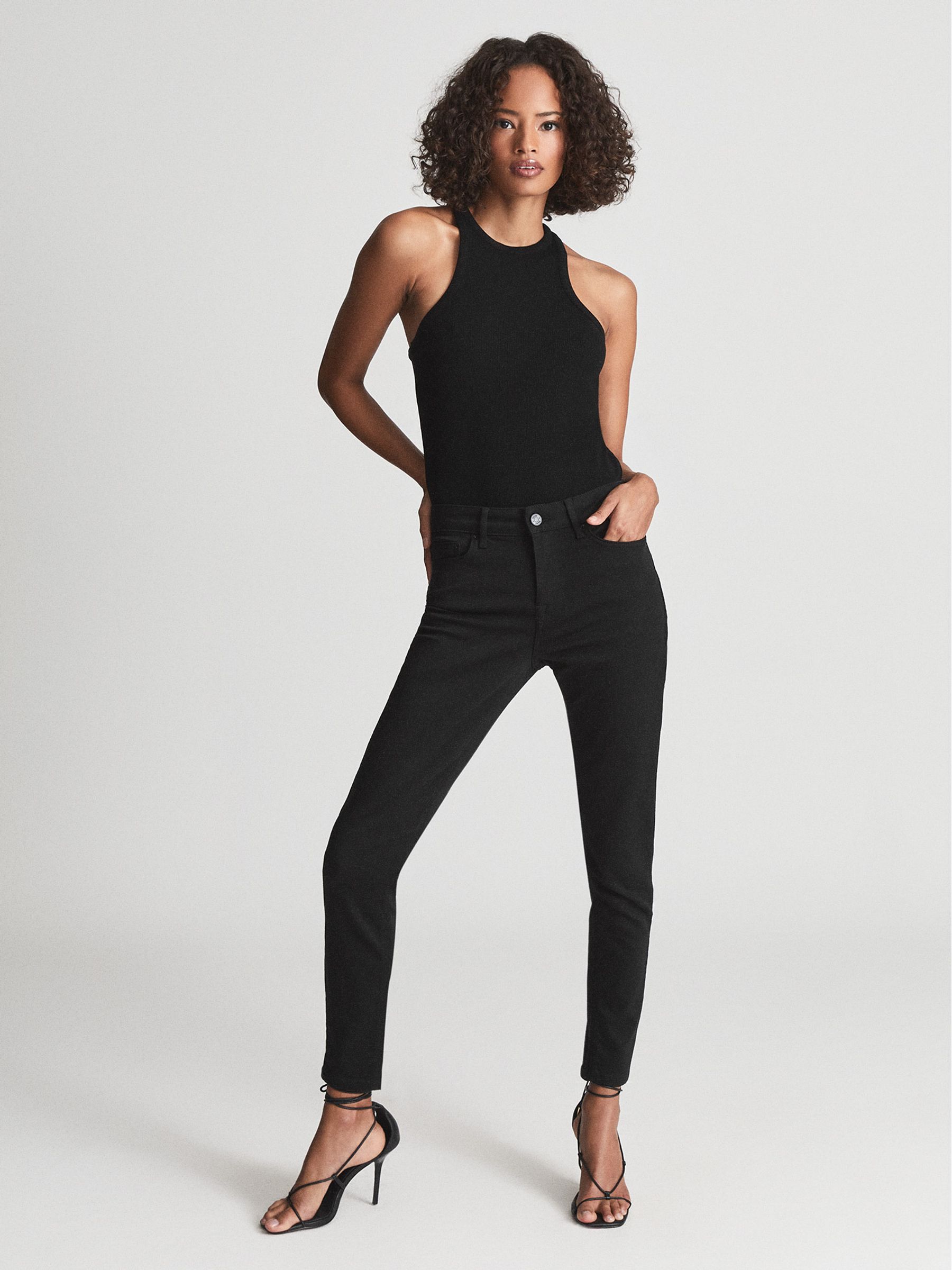 Mid Rise Skinny Jeans in Black - Image 1 of 6