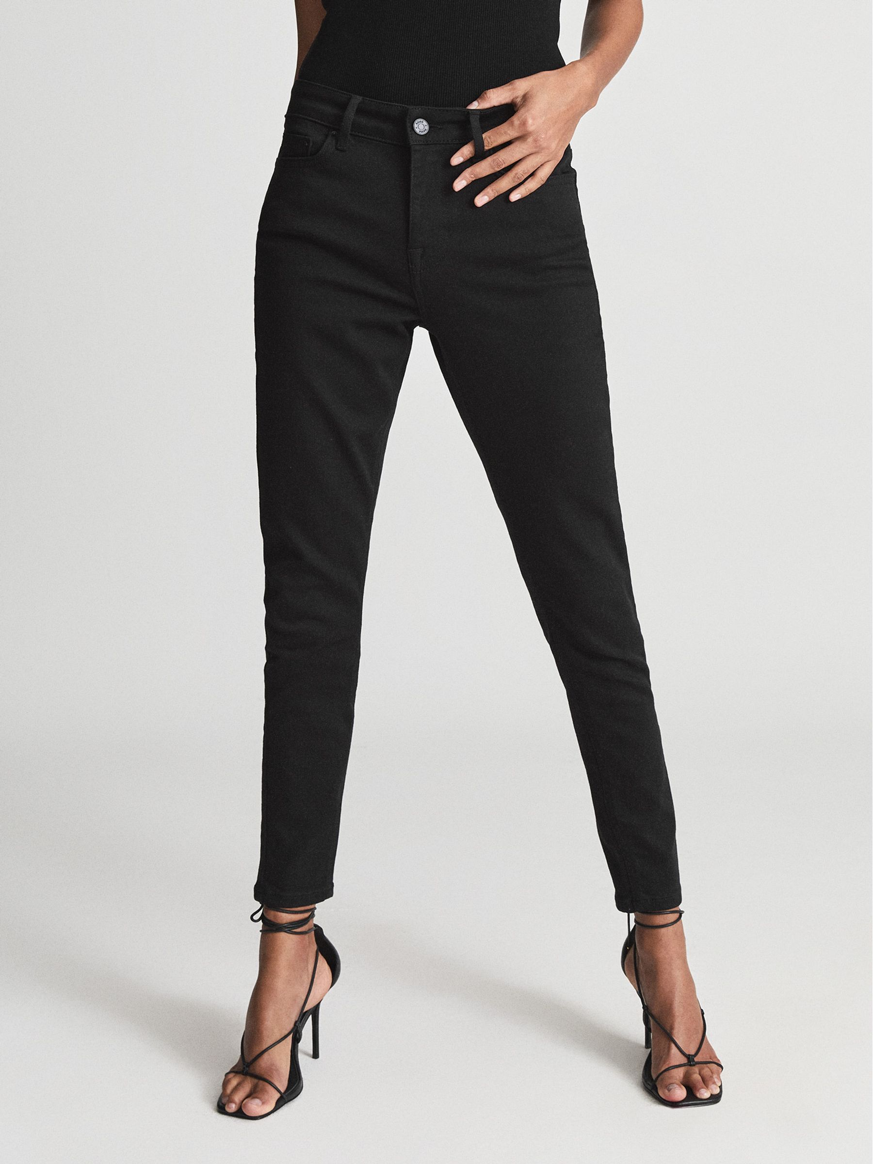 Mid Rise Skinny Jeans in Black - Image 3 of 6