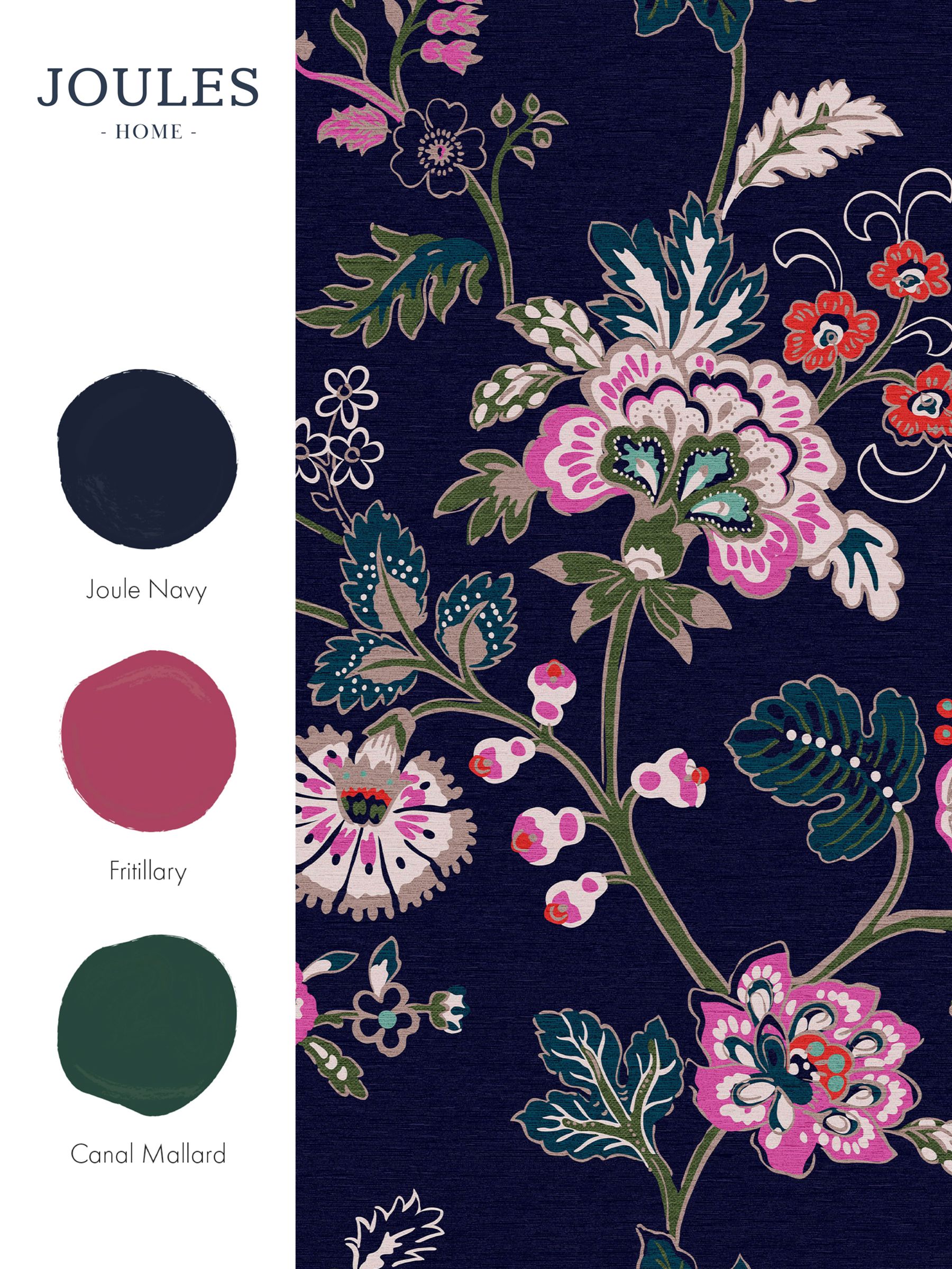 Royal Navy Vine Cottage Floral Wallpaper Sample - Image 3 of 3