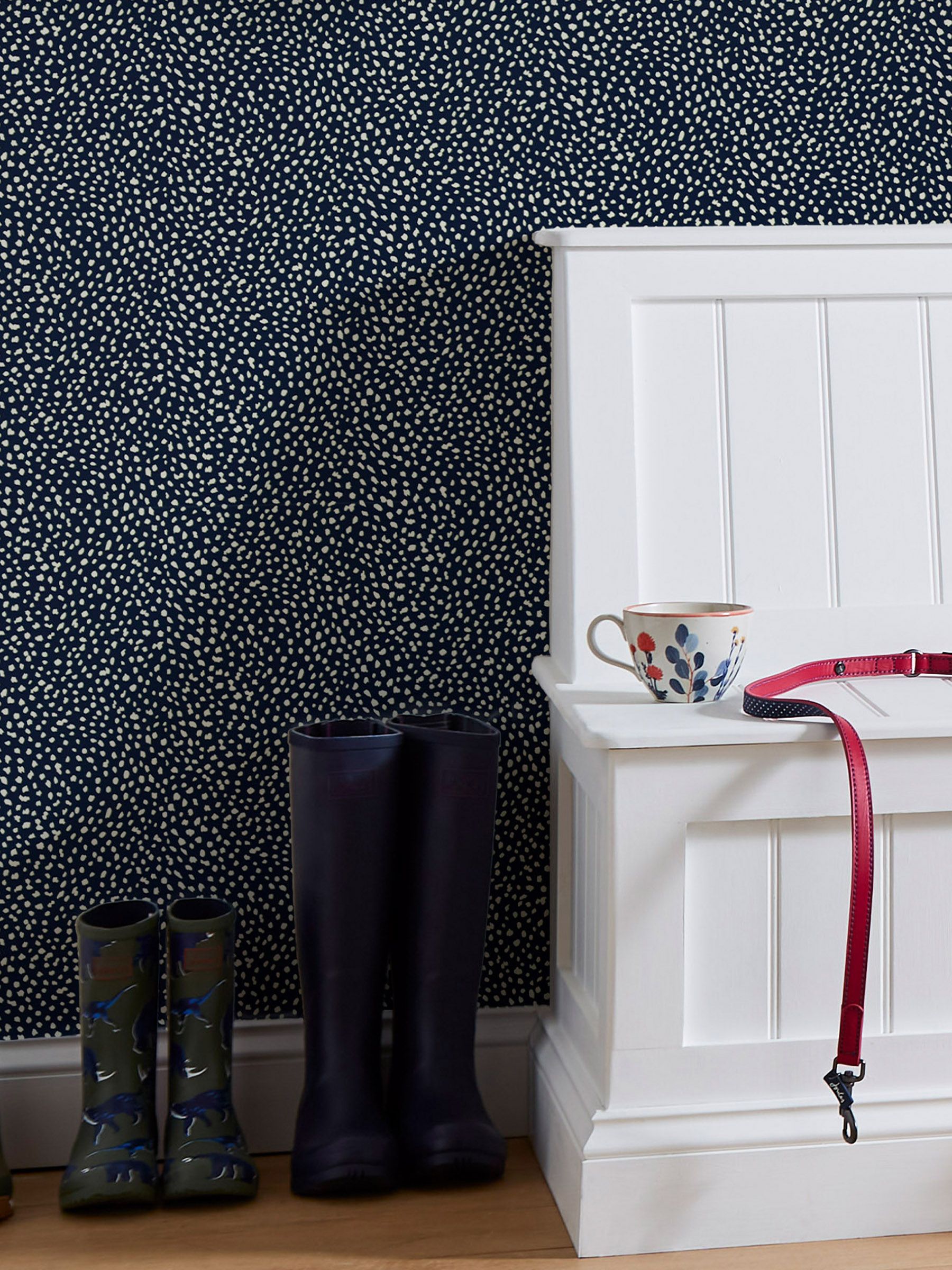 French Navy Guinea Spot Wallpaper Sample - Image 1 of 3