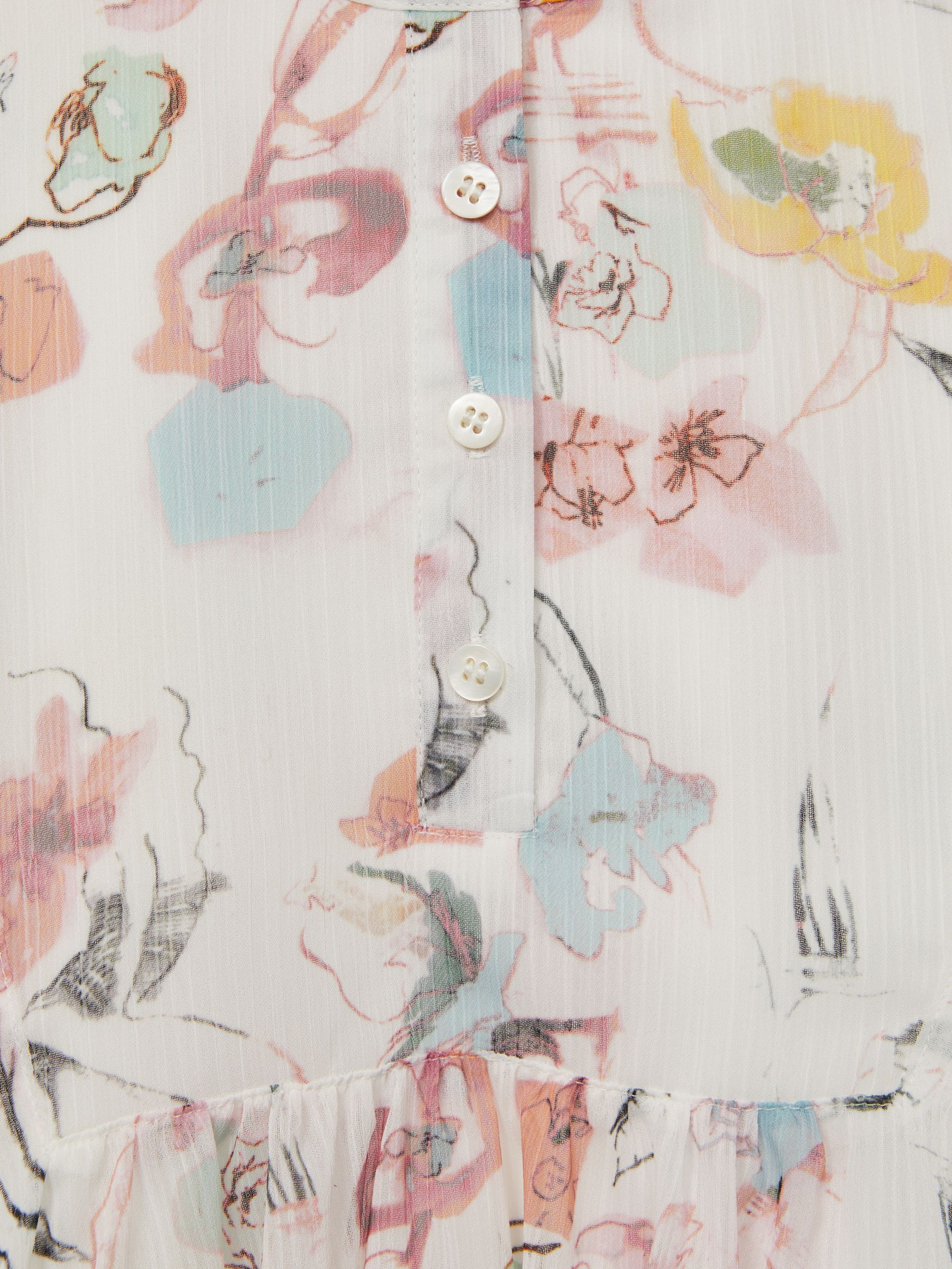 9-12 yrs Floral Print Collarless Dress in Ivory Print - Image 6 of 6