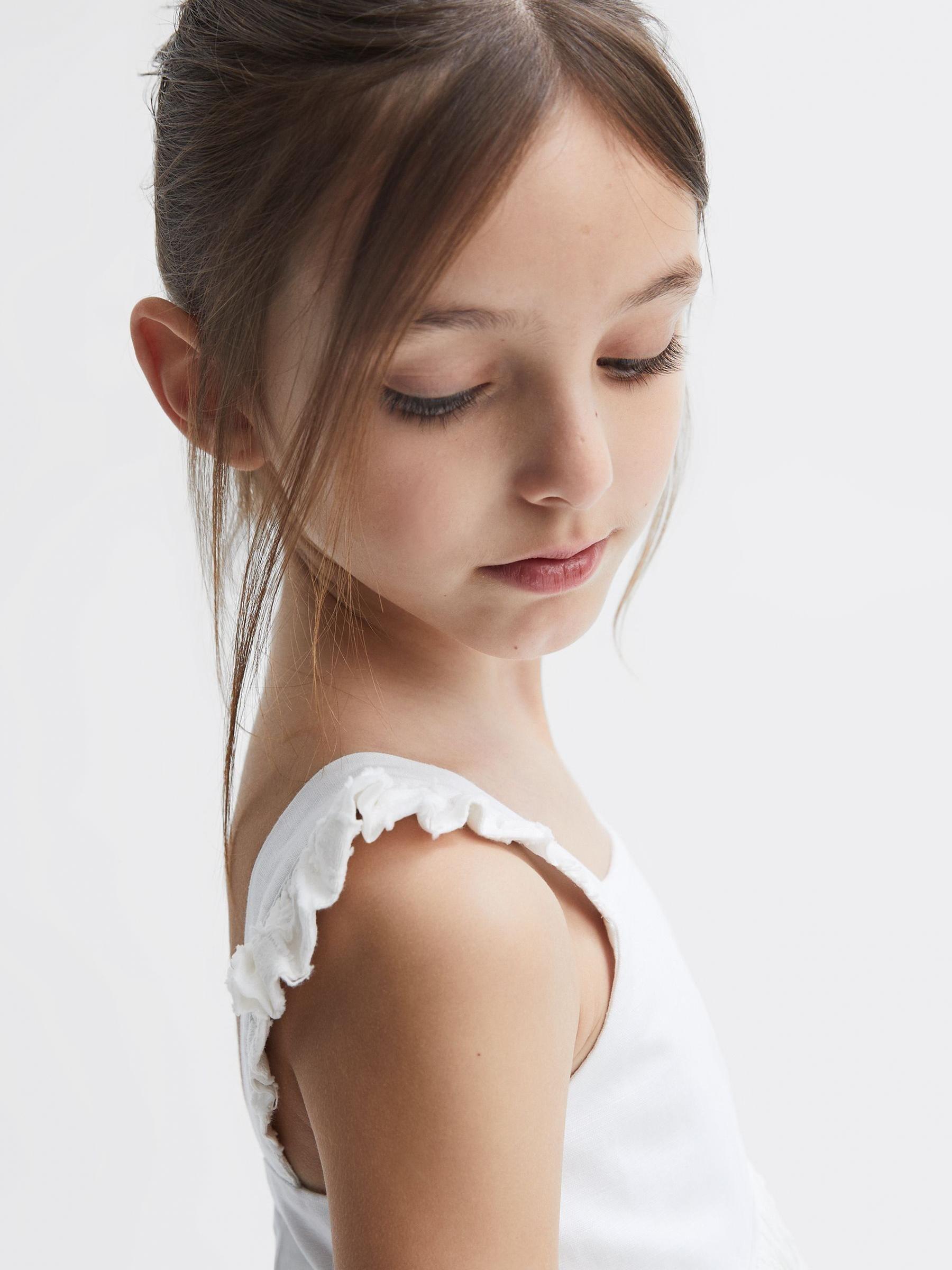 4-9 yrs Lace Detail Bow Back Dress in White - Image 4 of 6
