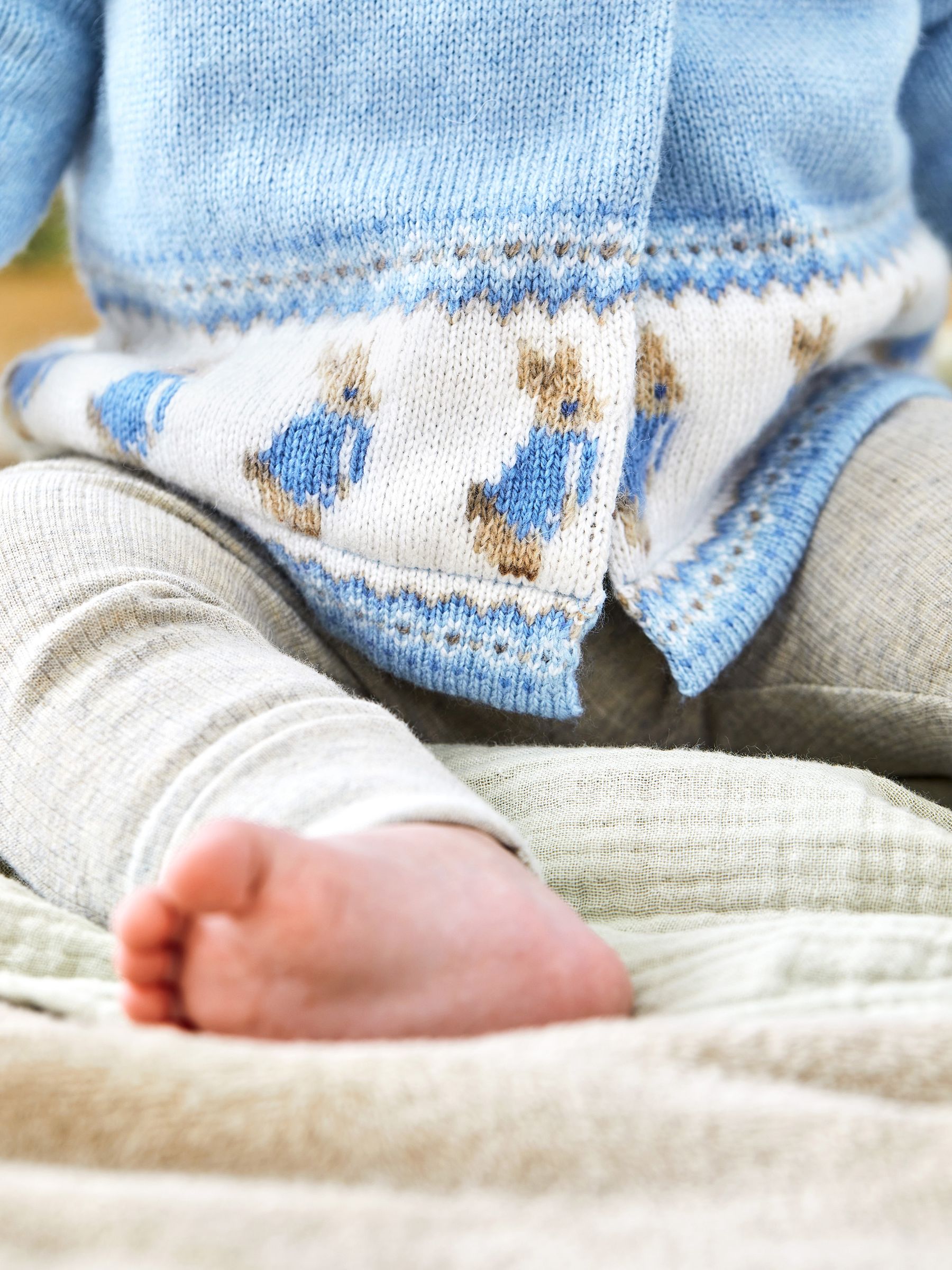 Blue Baby Peter Rabbit Fair Isle Pattern Cosy Hooded Cardigan - Image 2 of 5