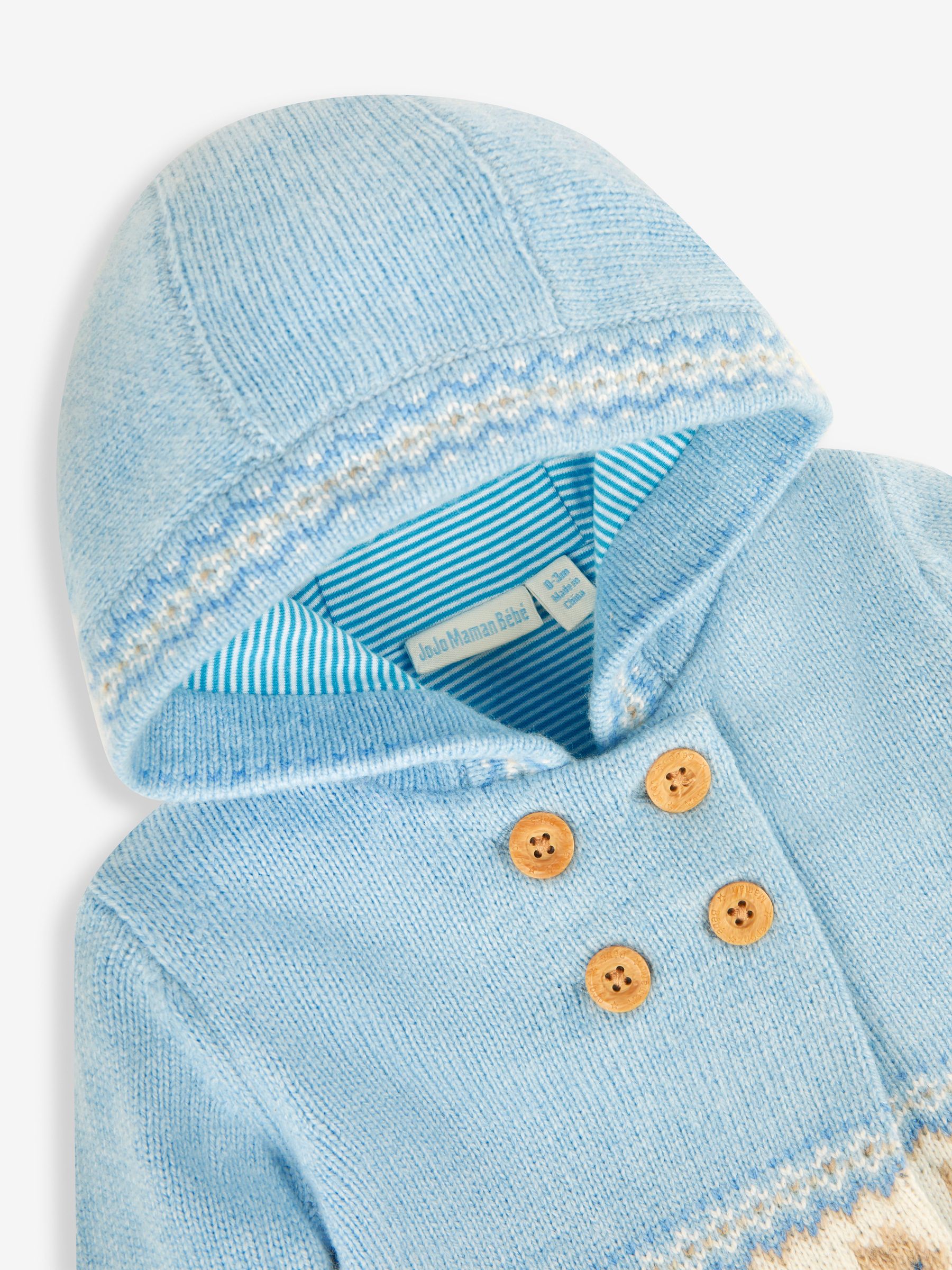 Blue Baby Peter Rabbit Fair Isle Pattern Cosy Hooded Cardigan - Image 5 of 5