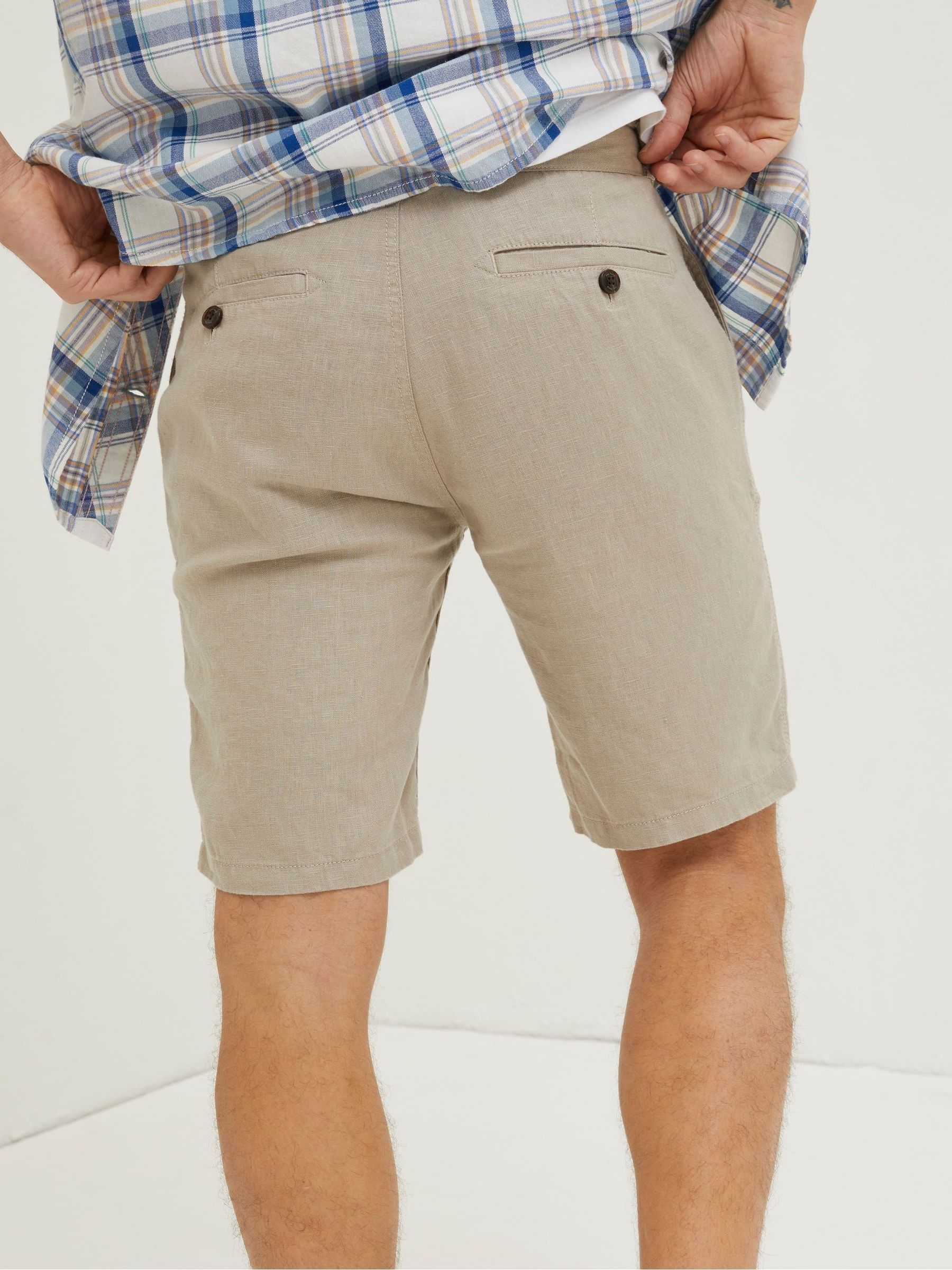Natural Linen Flat Front Shorts - Image 3 of 4