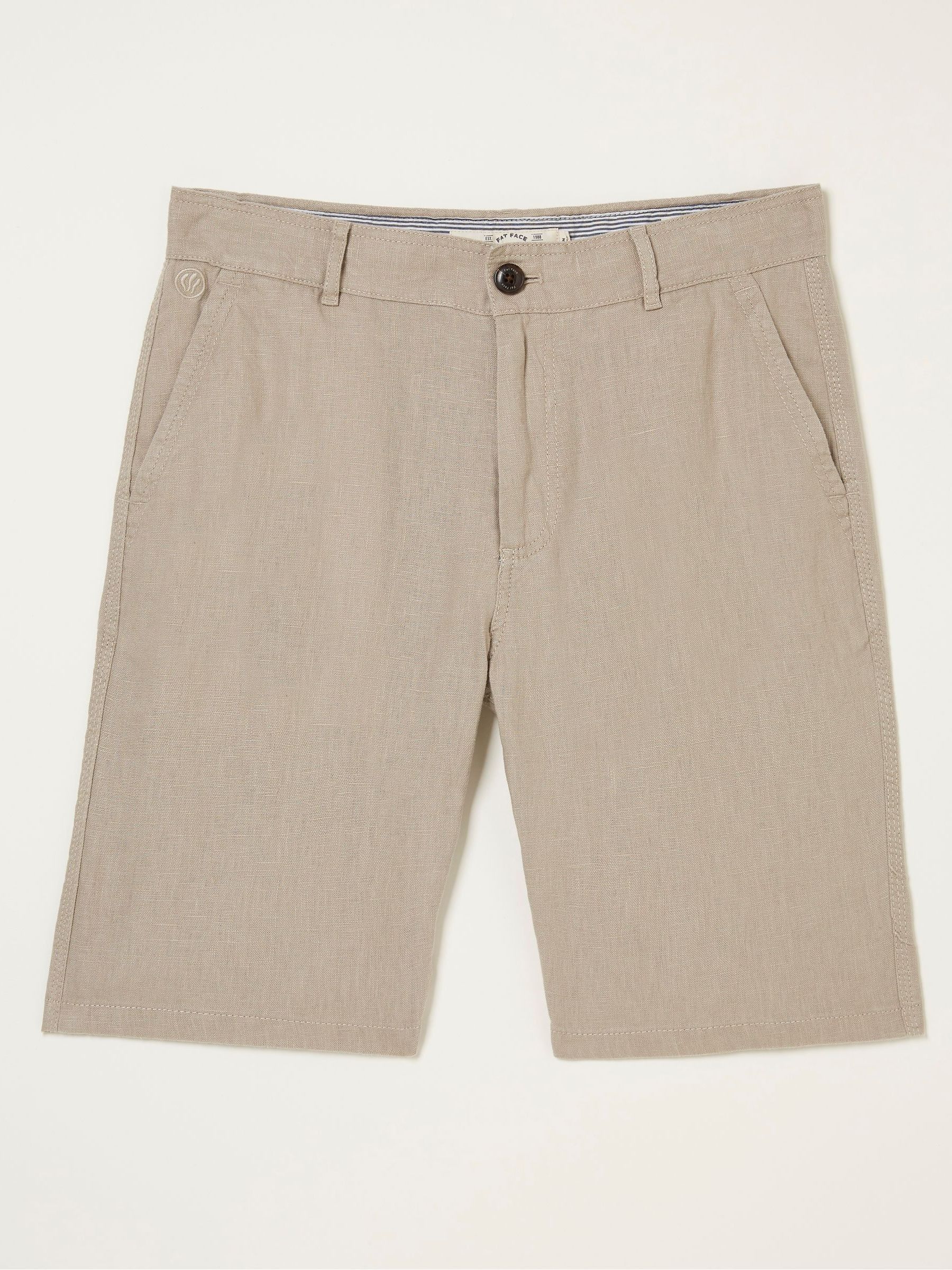 Natural Linen Flat Front Shorts - Image 4 of 4