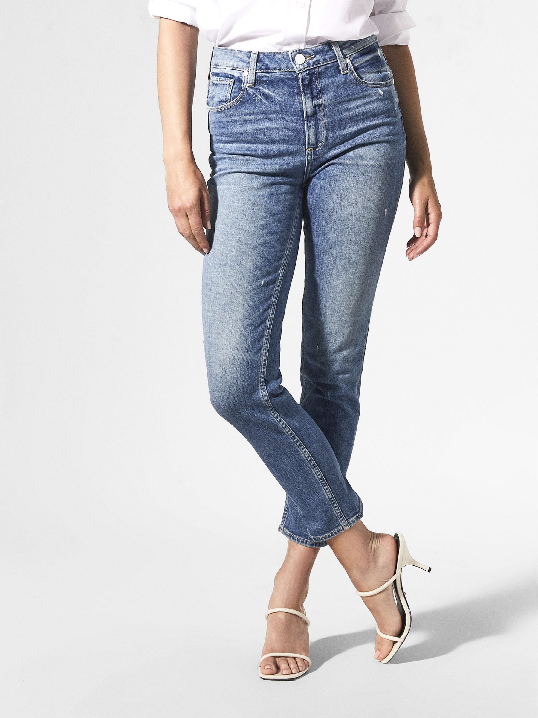 Paige High Rise Slim Jeans in Mid Blue - Image 3 of 6