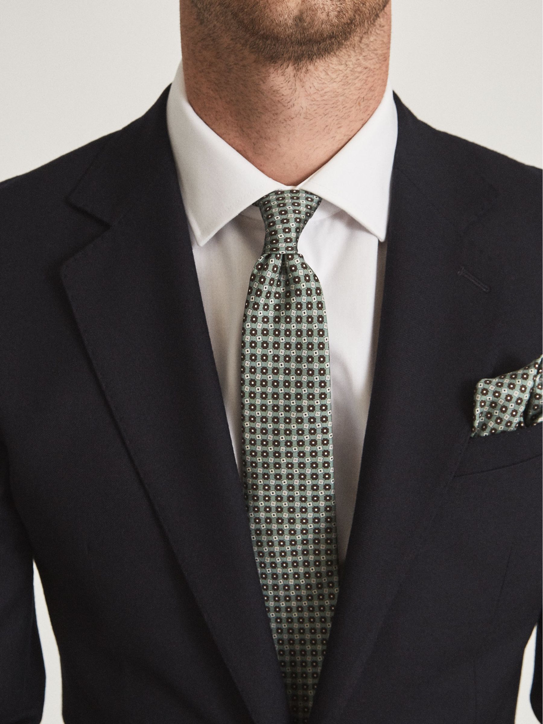 Silk Pocket Square in Light Green - Image 1 of 4