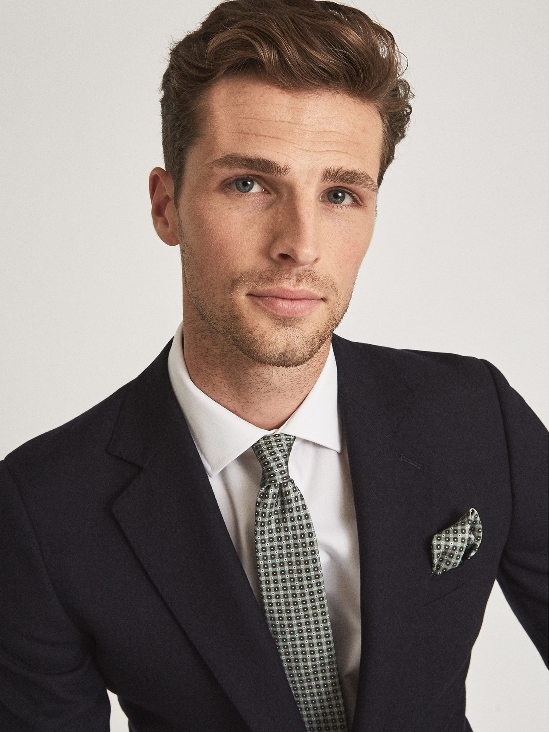 Silk Pocket Square in Light Green - Image 4 of 4