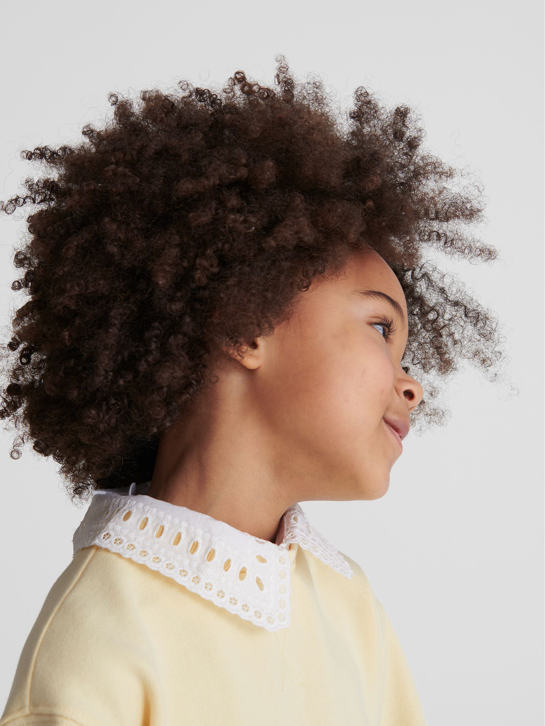Button Back Jersey Collar Sweatshirt in Yellow - Image 4 of 6