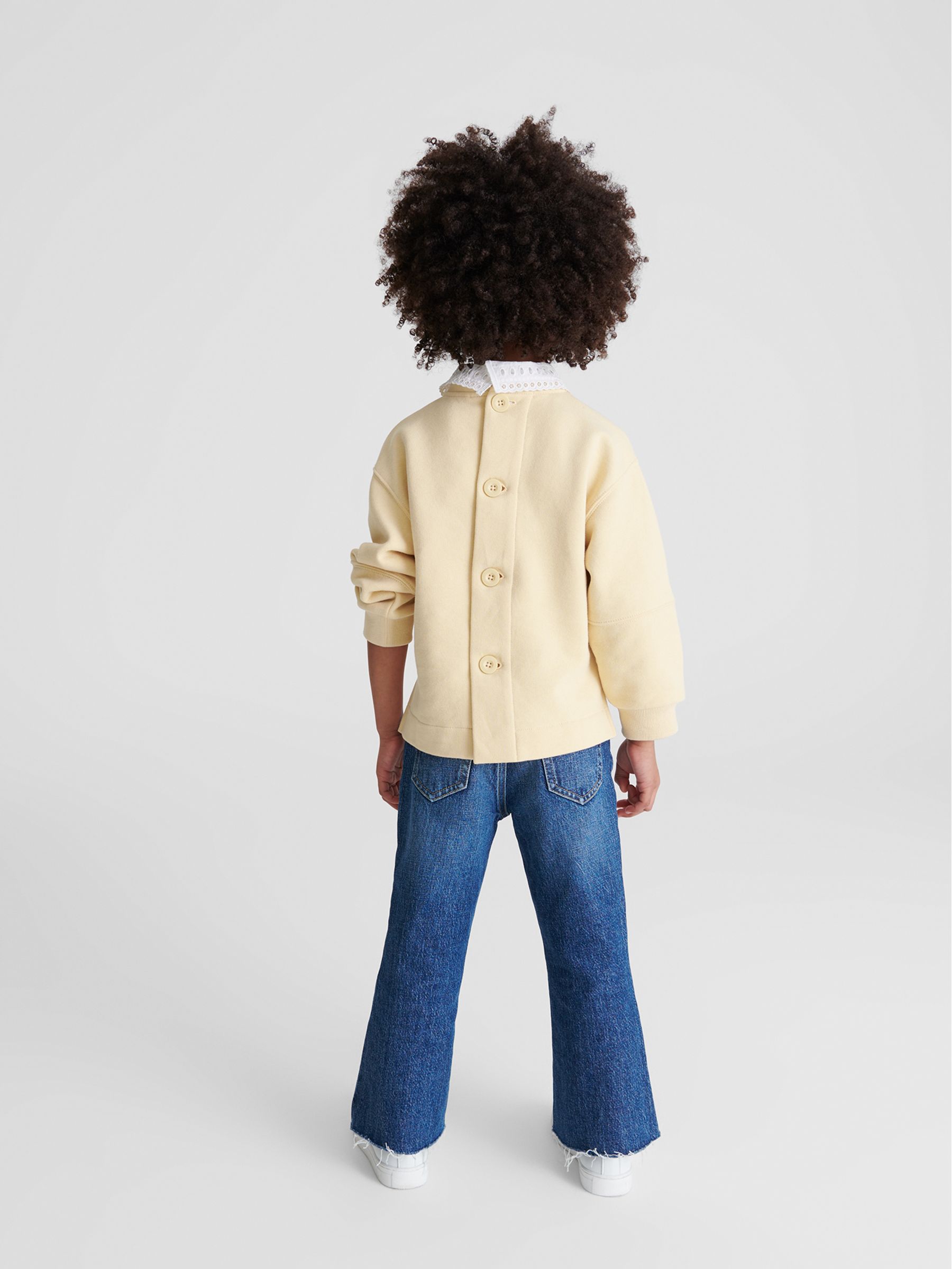 Button Back Jersey Collar Sweatshirt in Yellow - Image 5 of 6