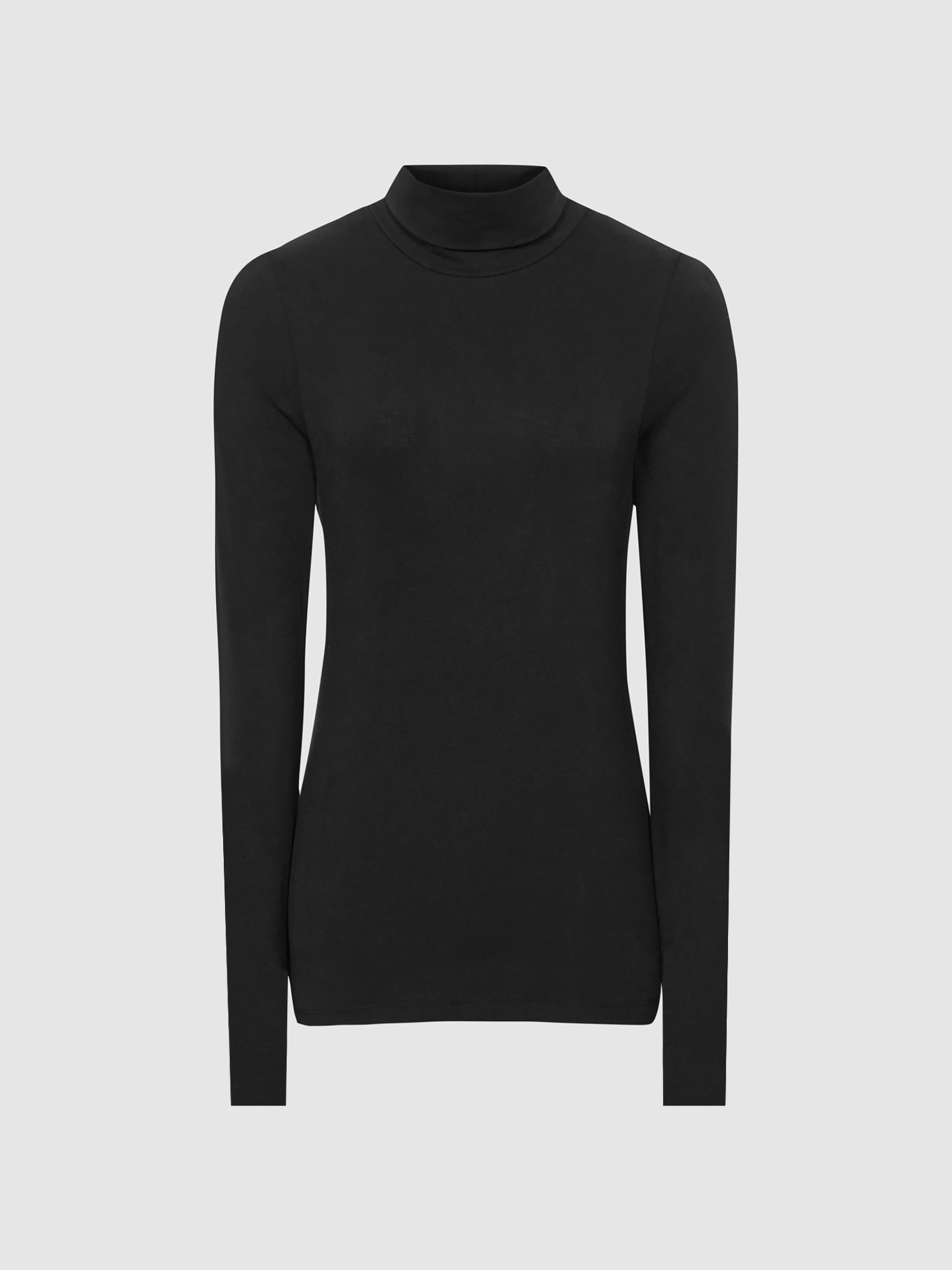 Jersey Rollneck Top in Black - Image 2 of 6