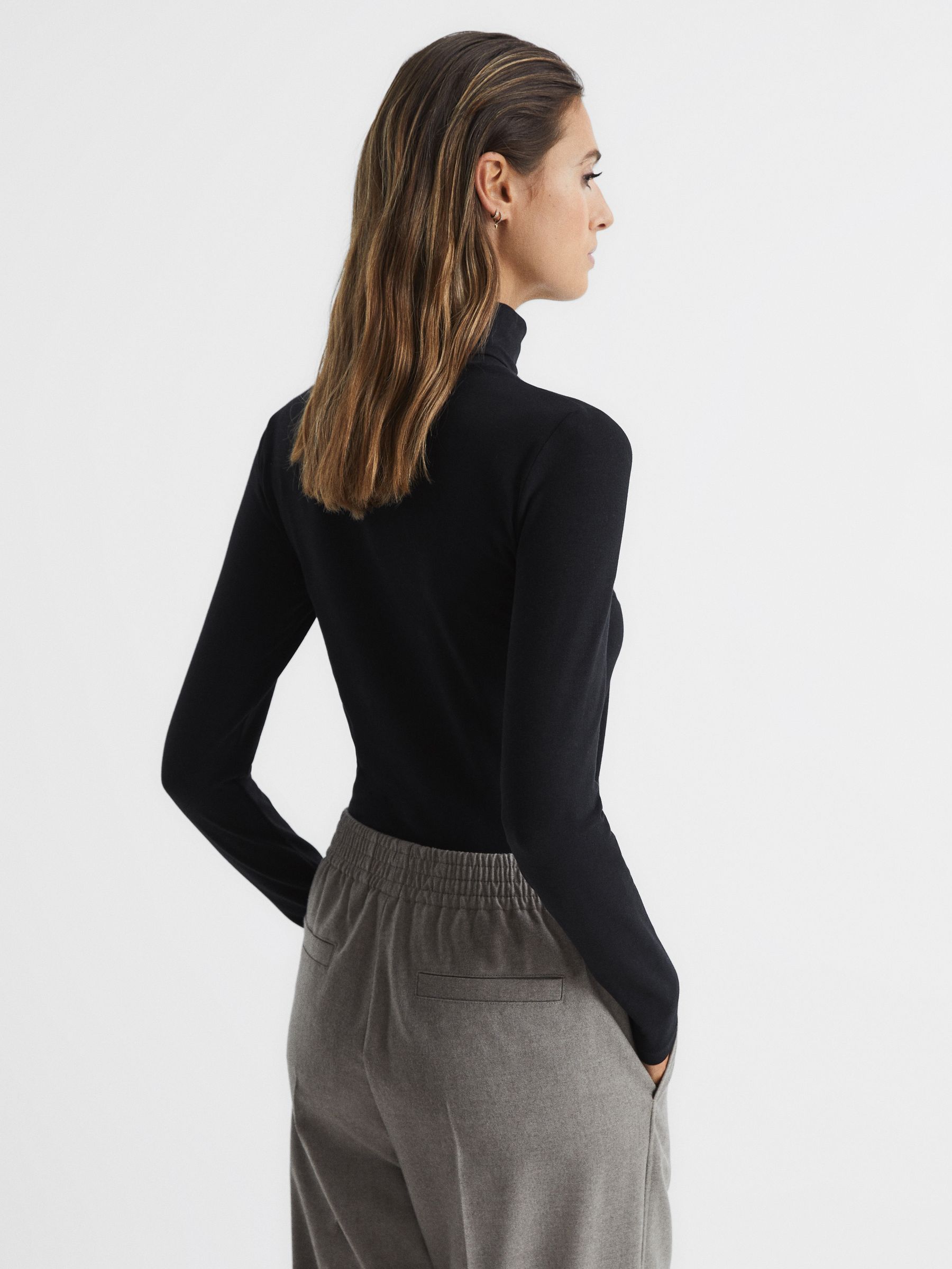 Jersey Rollneck Top in Black - Image 5 of 6