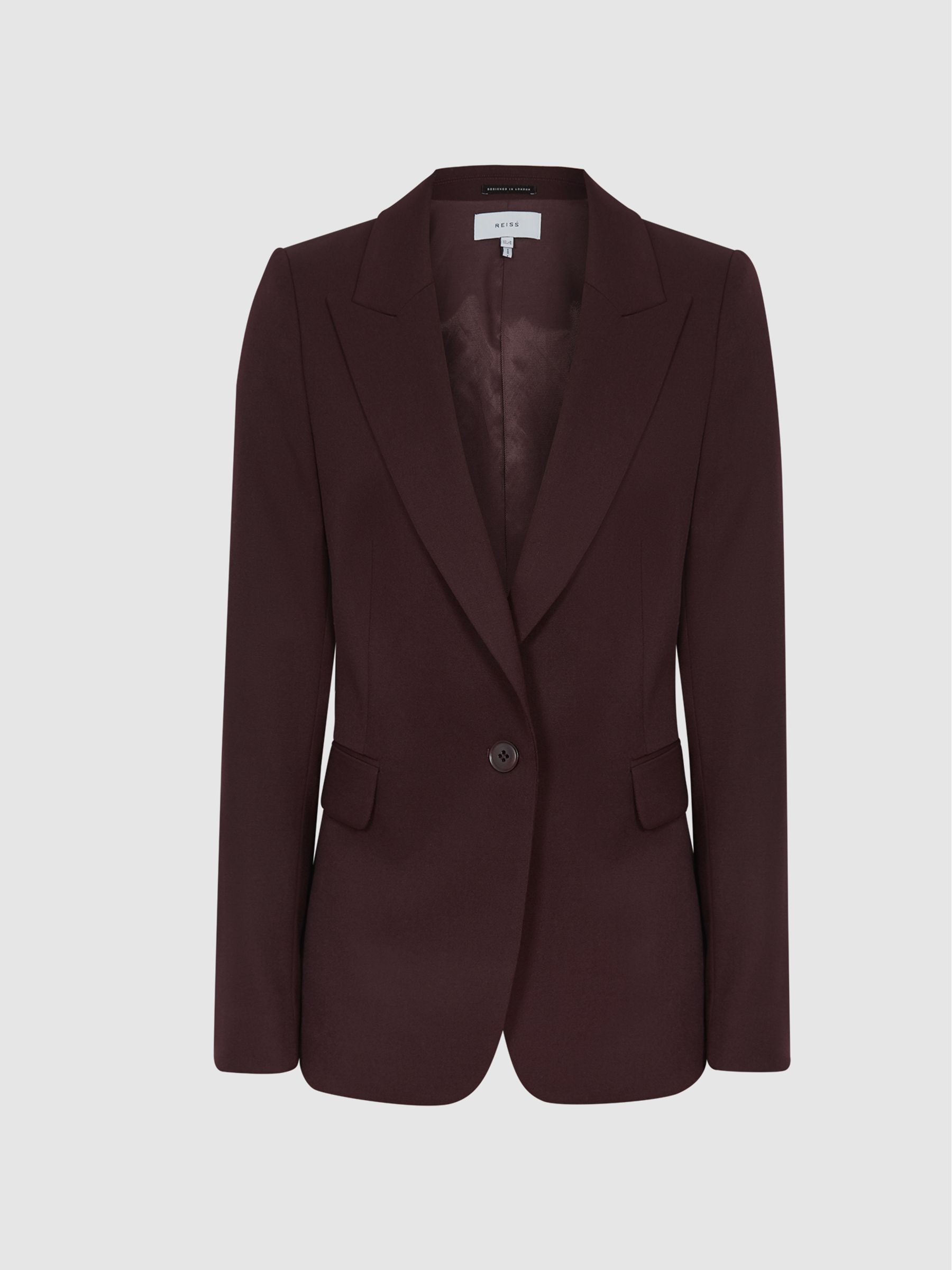 Wool Blend Single Breasted Blazer in Burgundy - Image 2 of 5 Wool Blend Single Breasted Blazer in Burgundy - Image 2 of 5
