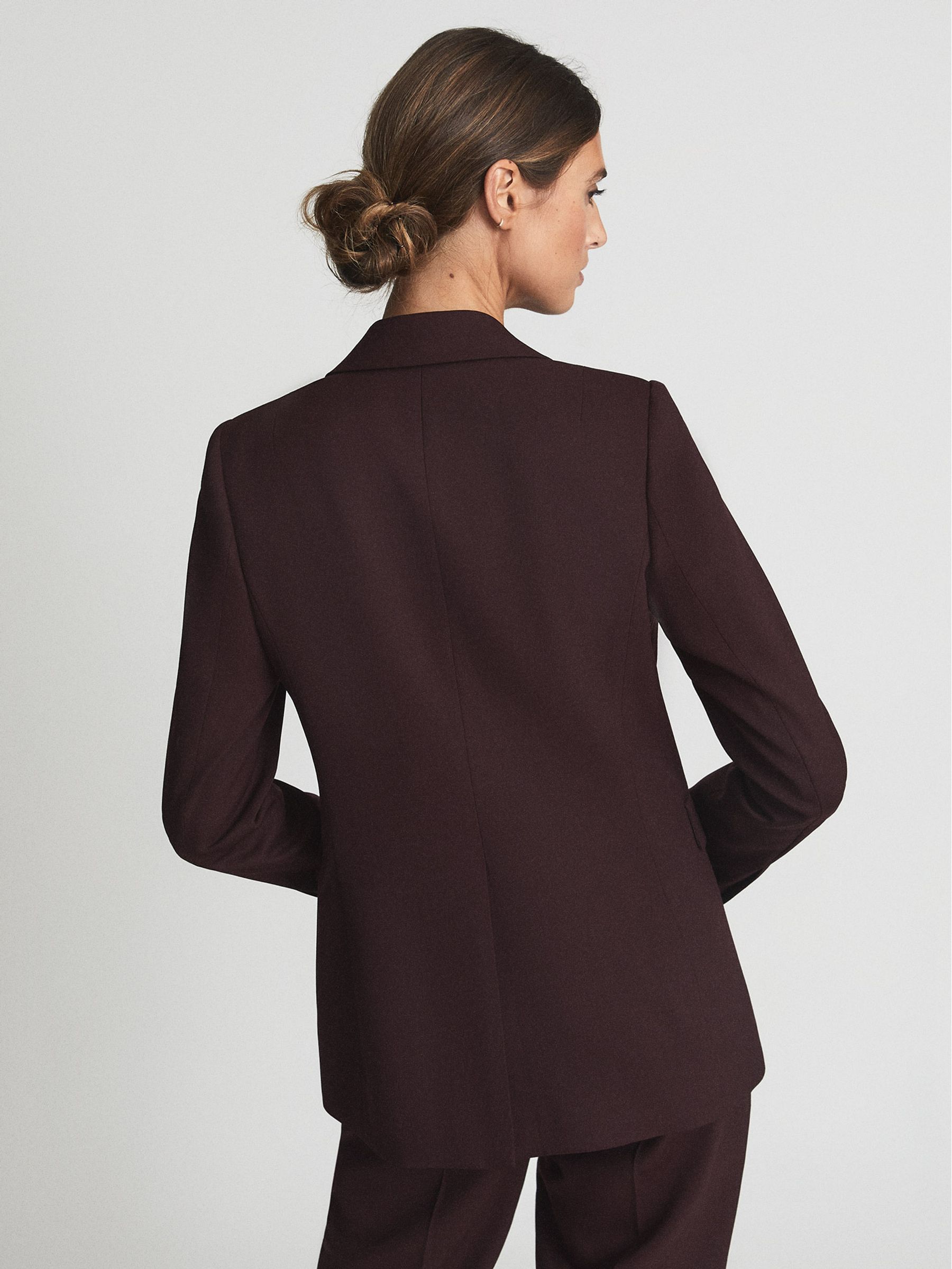 Wool Blend Single Breasted Blazer in Burgundy - Image 5 of 5