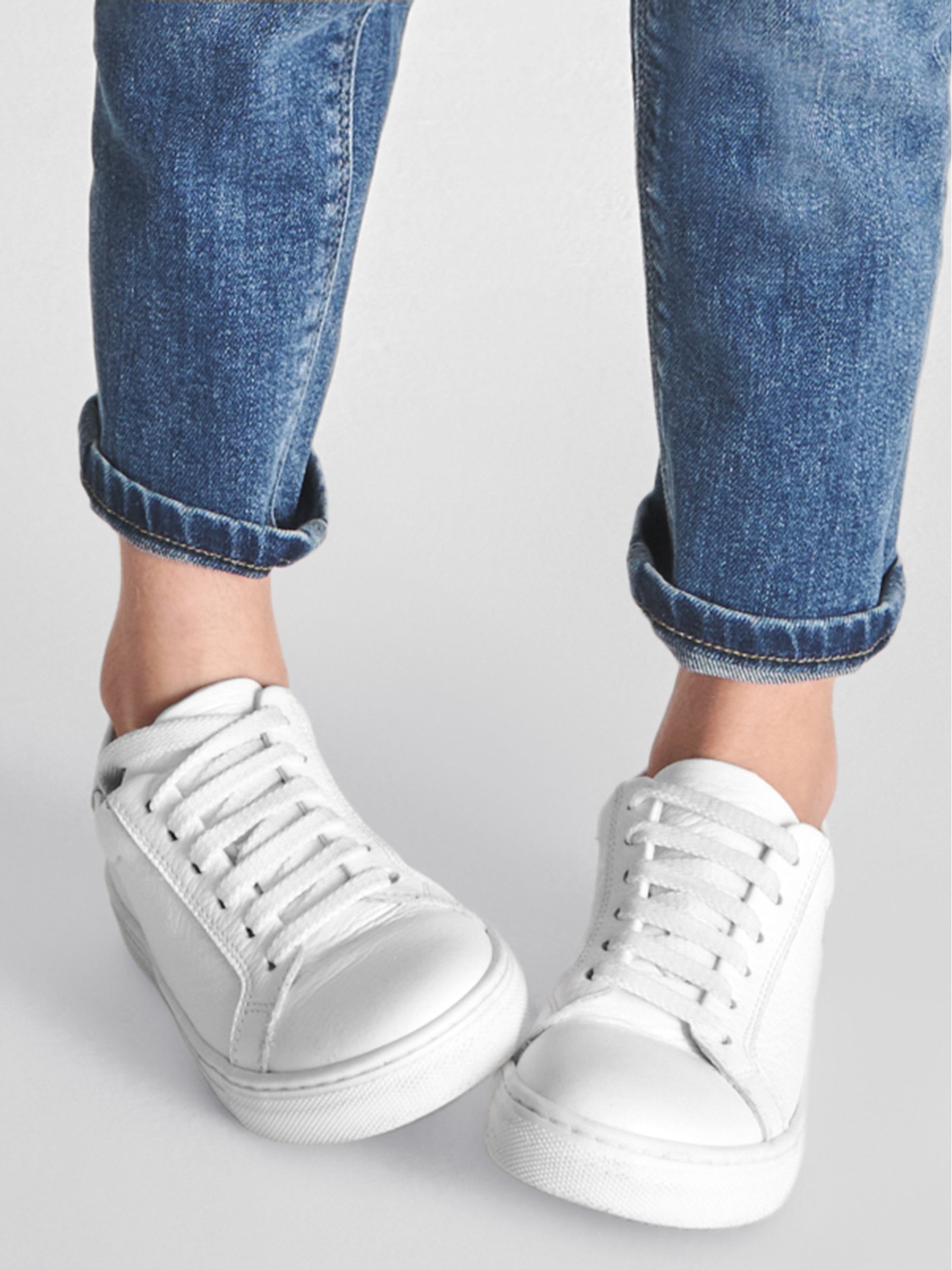 Tumbled Leather Trainers in White - Image 1 of 7