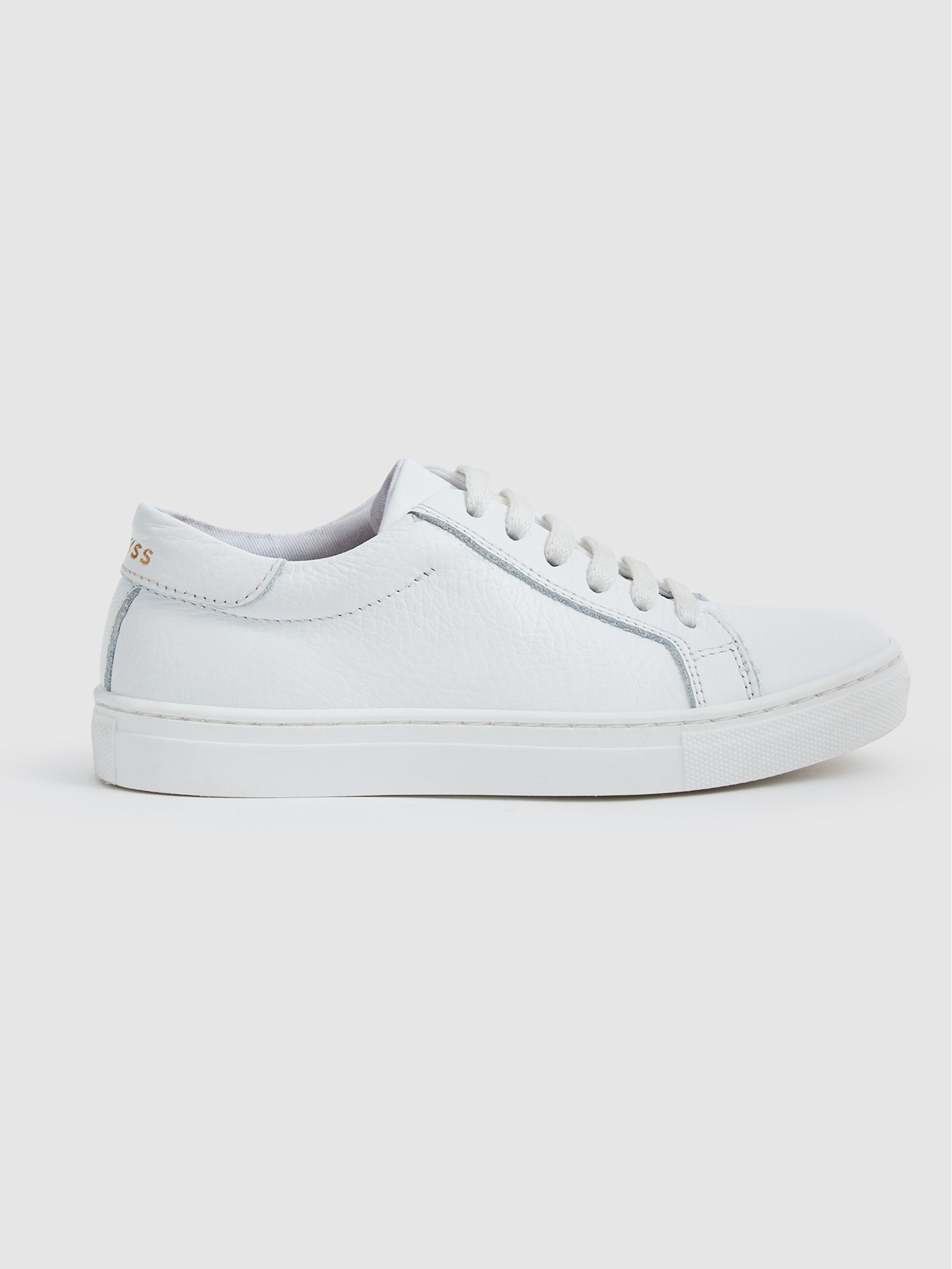 Tumbled Leather Trainers in White - Image 2 of 7
