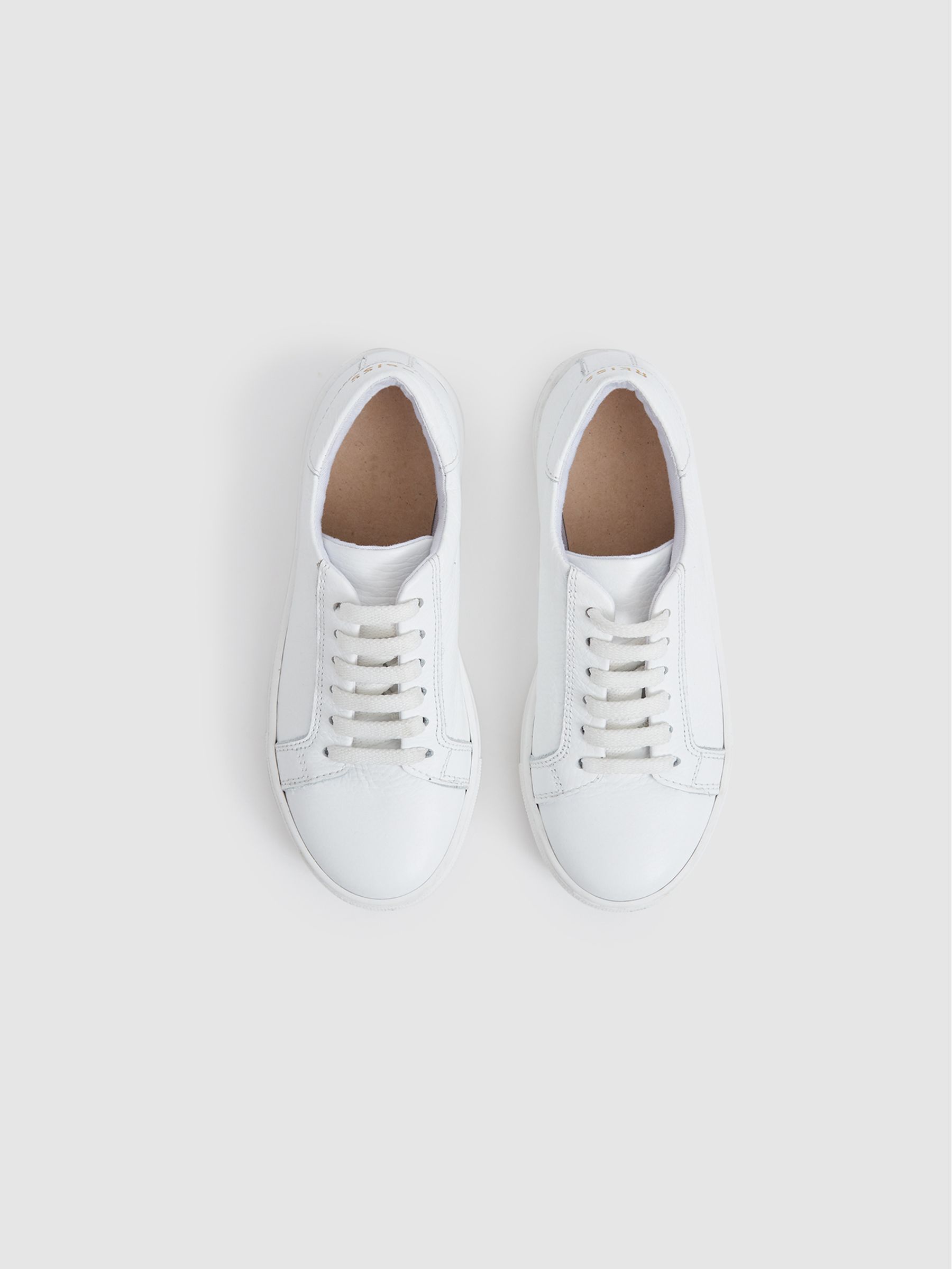 Tumbled Leather Trainers in White - Image 3 of 7