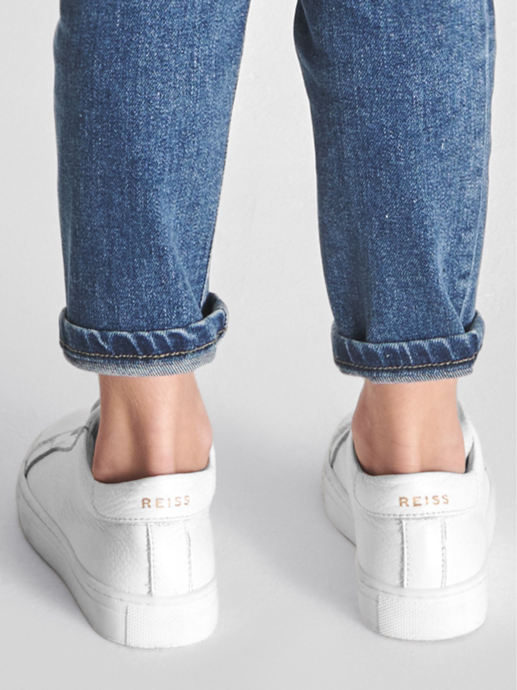 Tumbled Leather Trainers in White - Image 4 of 7