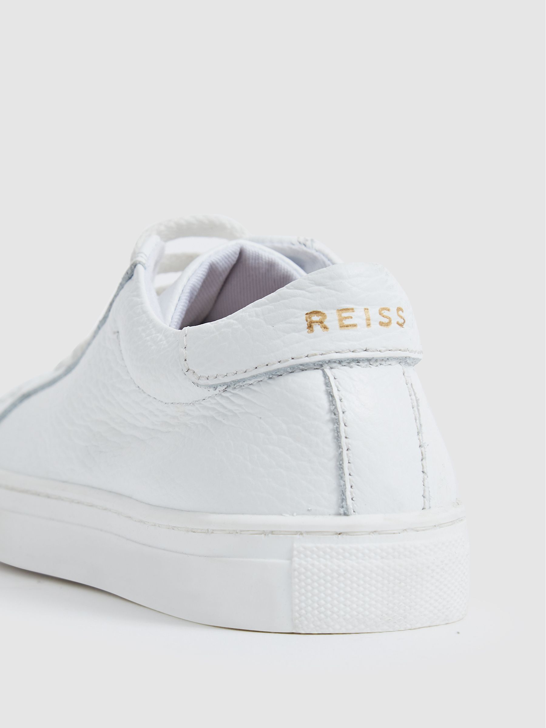 Tumbled Leather Trainers in White - Image 5 of 7