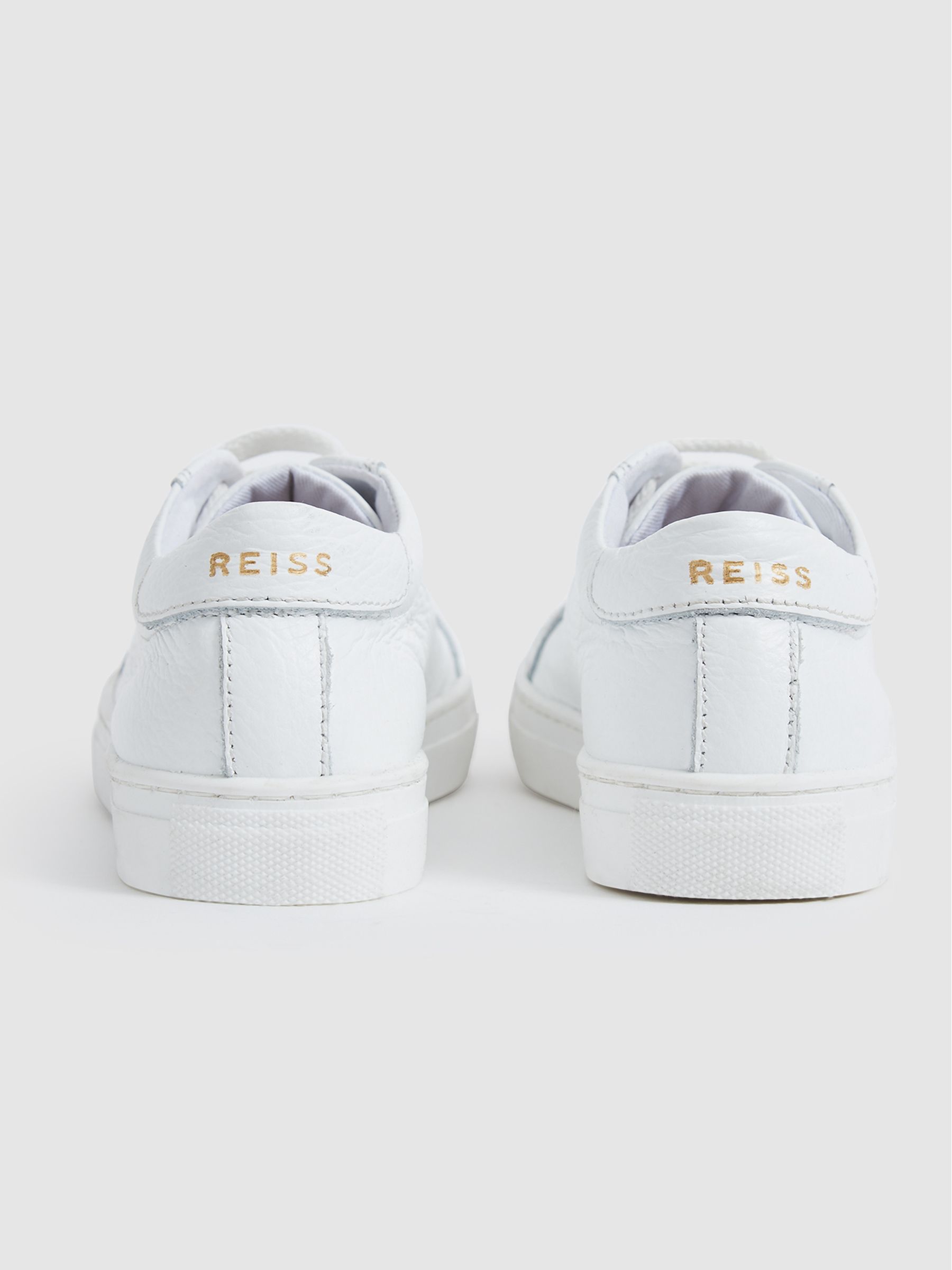 Tumbled Leather Trainers in White - Image 6 of 7
