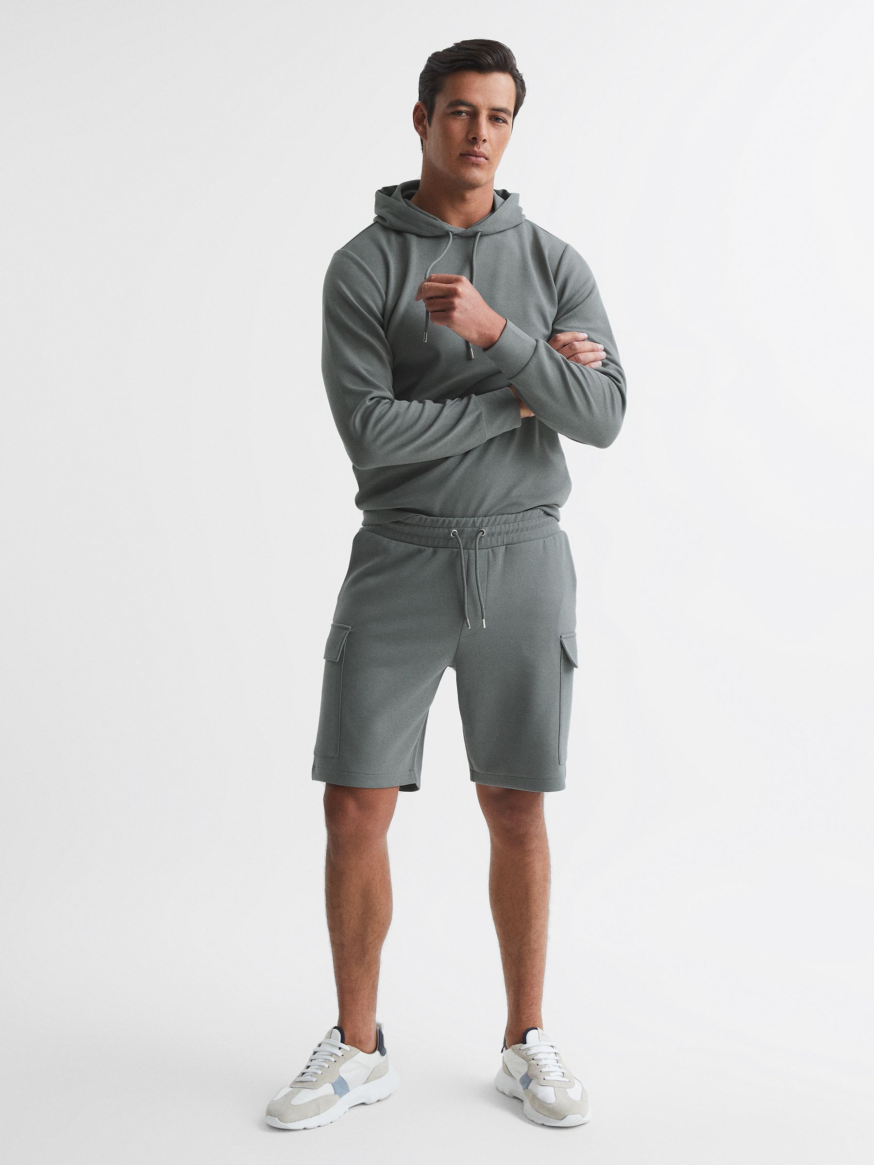 Interlock Jersey Cargo Shorts in Sage - Image 3 of 6