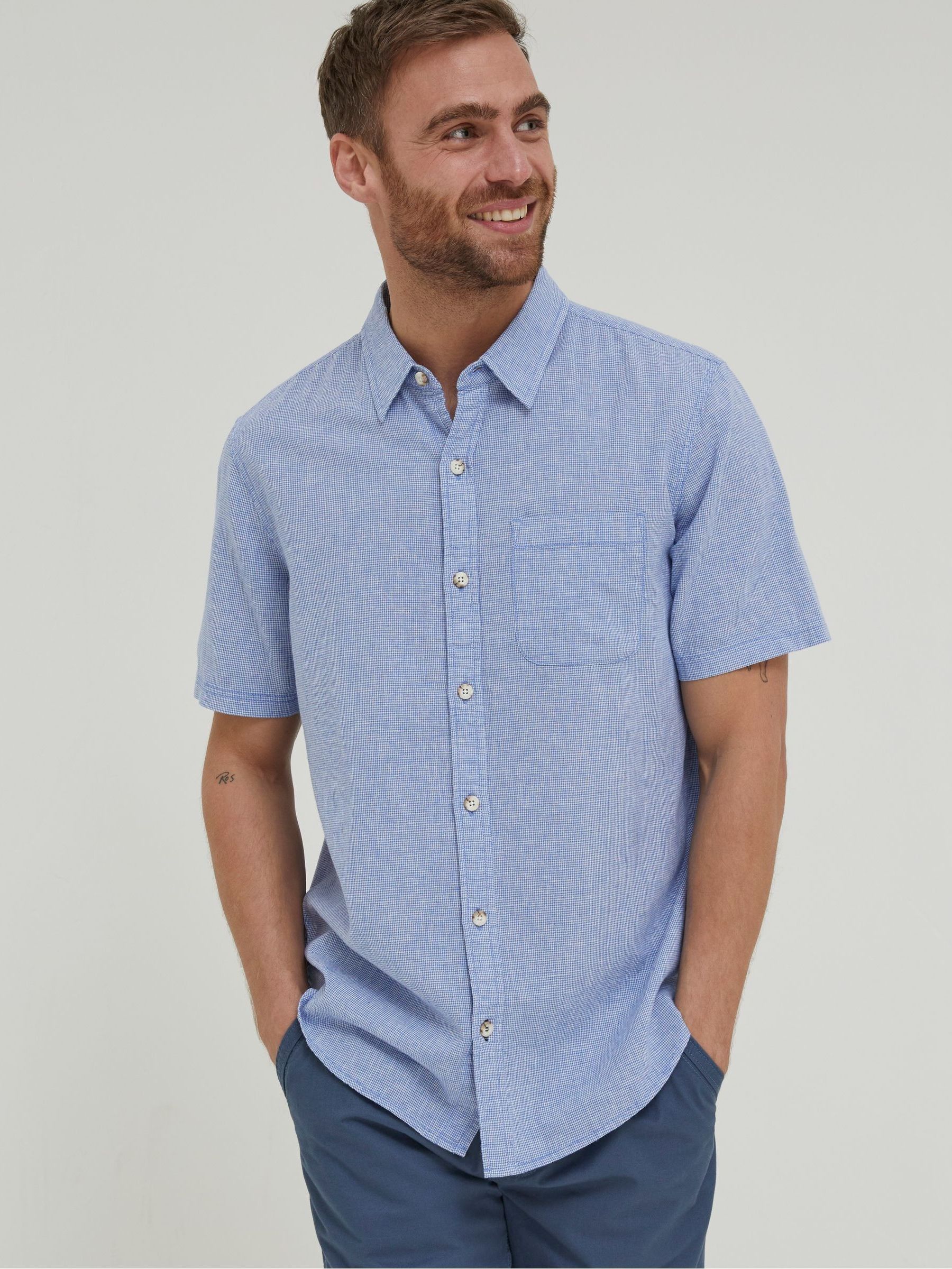 Blue Bugle Micro Check Shirt - Image 1 of 5