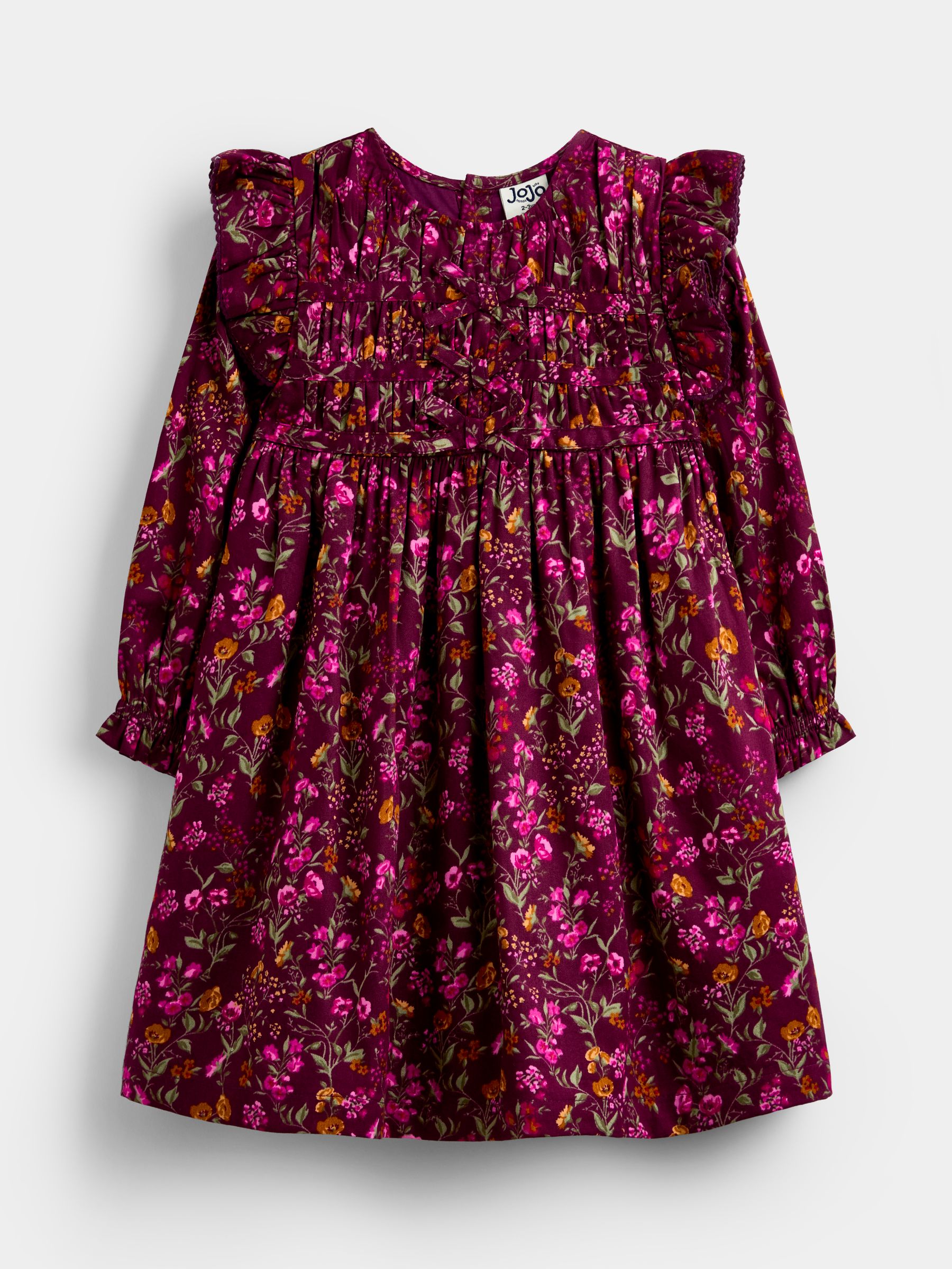Burgundry Red Floral Pretty Floral Frill Dress - Image 1 of 4