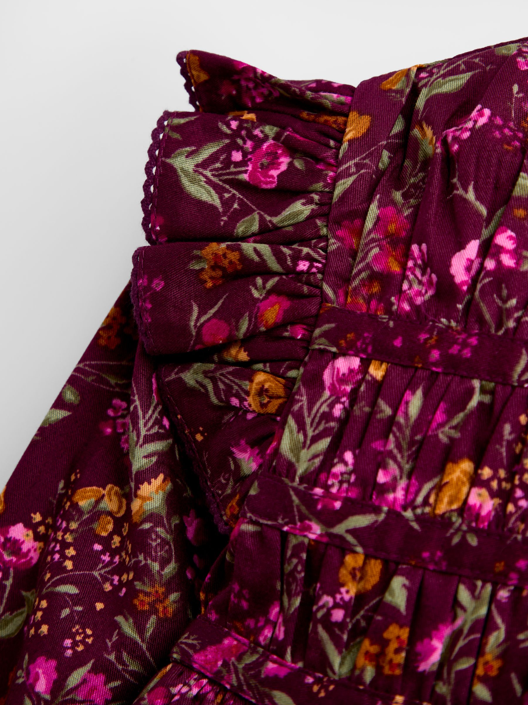 Burgundry Red Floral Pretty Floral Frill Dress - Image 3 of 4