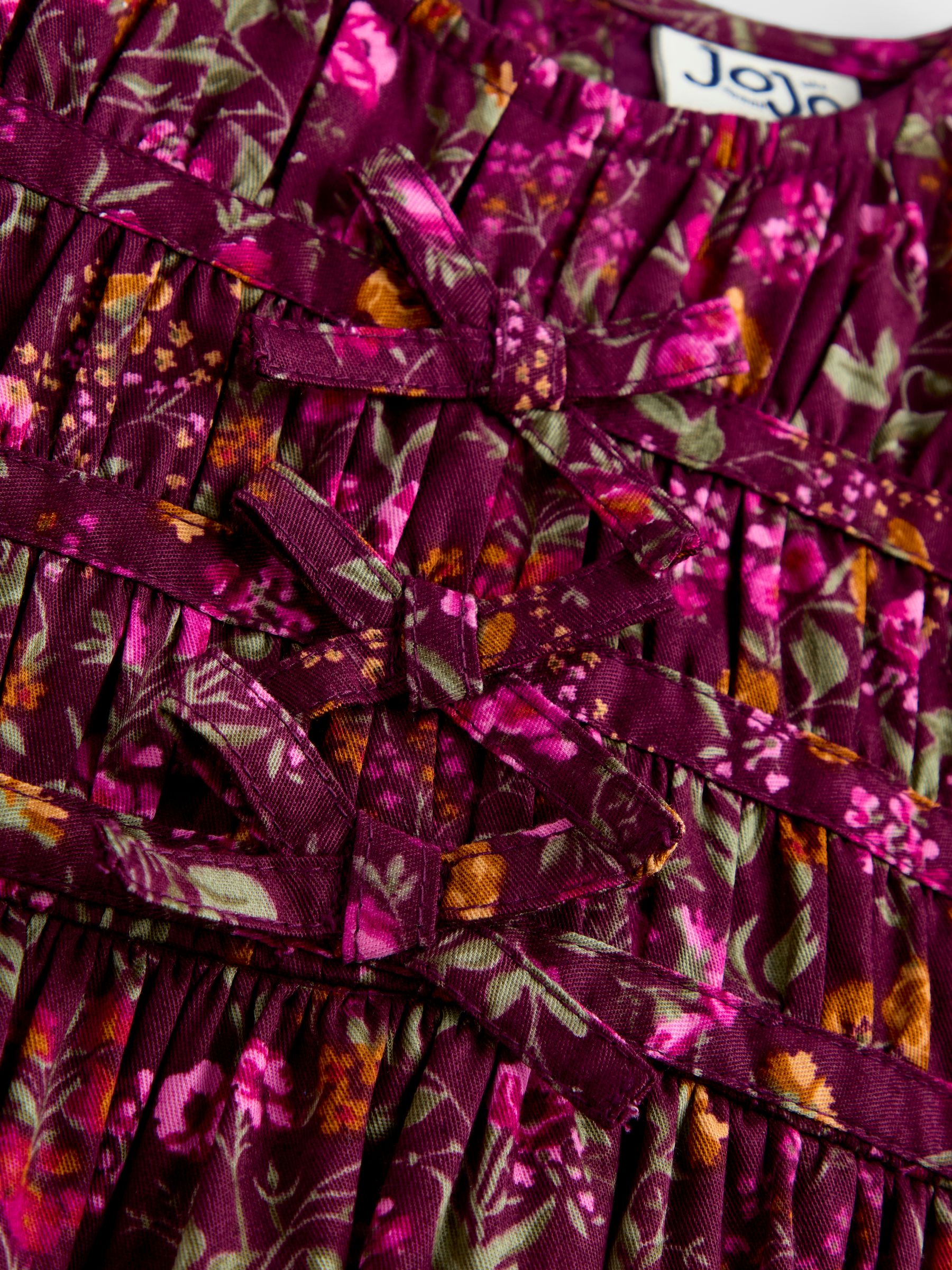 Burgundry Red Floral Pretty Floral Frill Dress - Image 4 of 4 Burgundry Red Floral Pretty Floral Frill Dress - Image 4 of 4