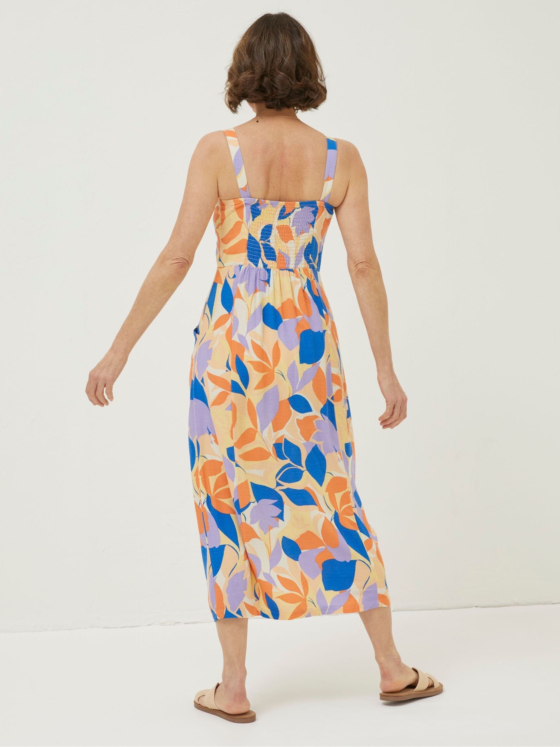 Orange Corey Stencil Floral Midi Dress - Image 2 of 5