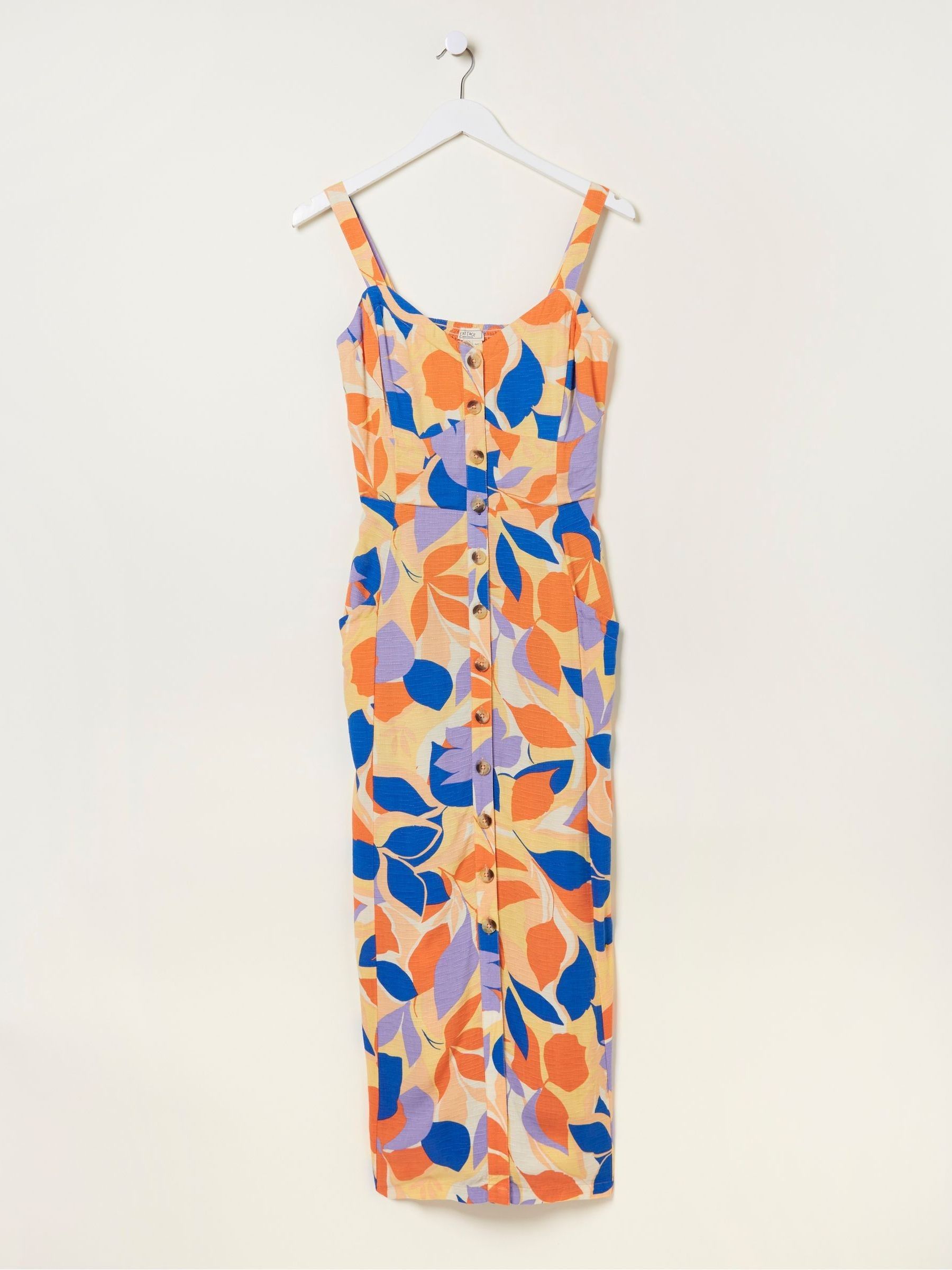 Orange Corey Stencil Floral Midi Dress - Image 5 of 5