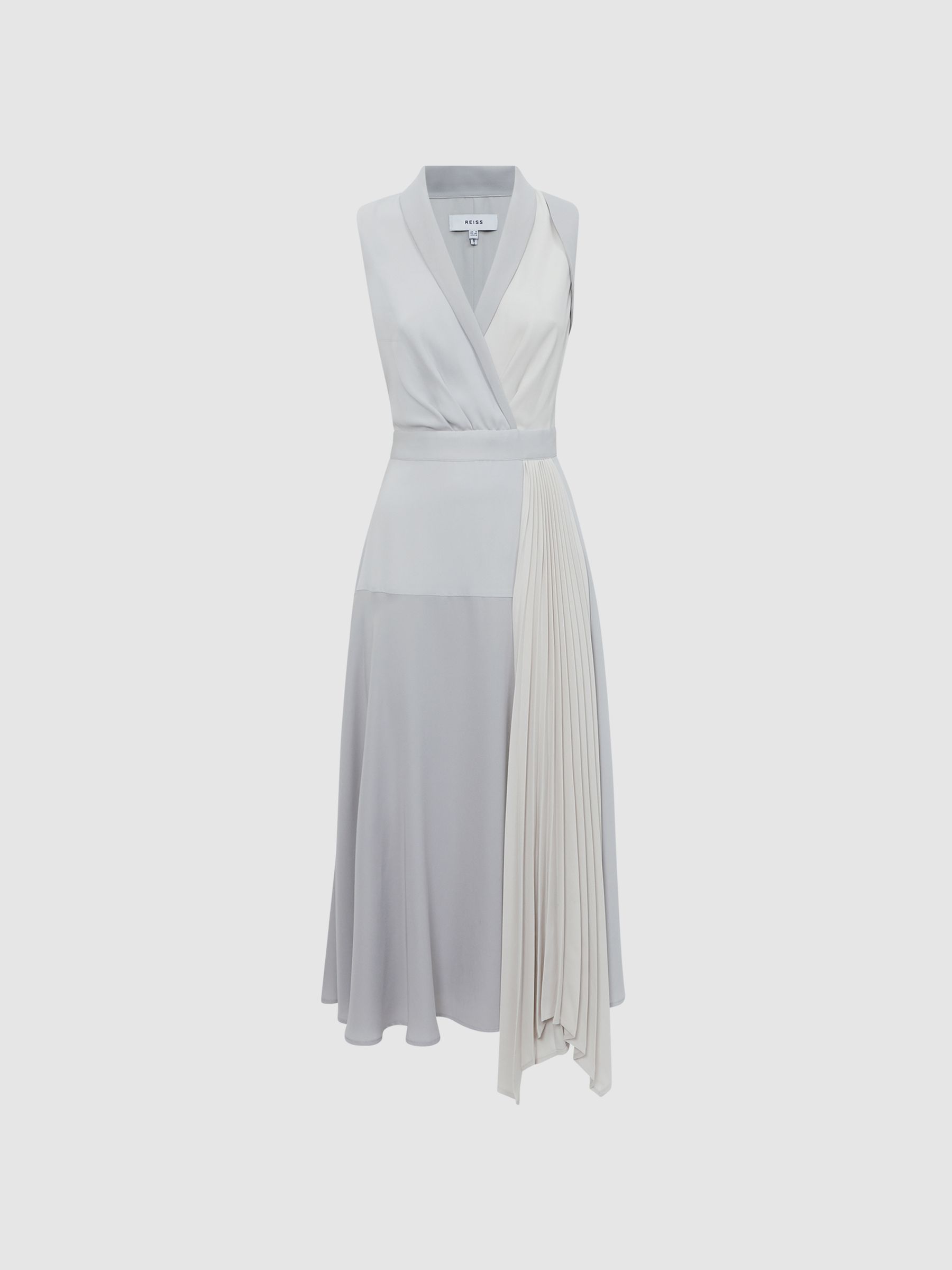 Pleated Fitted Midi Dress in Lilac - Image 2 of 5