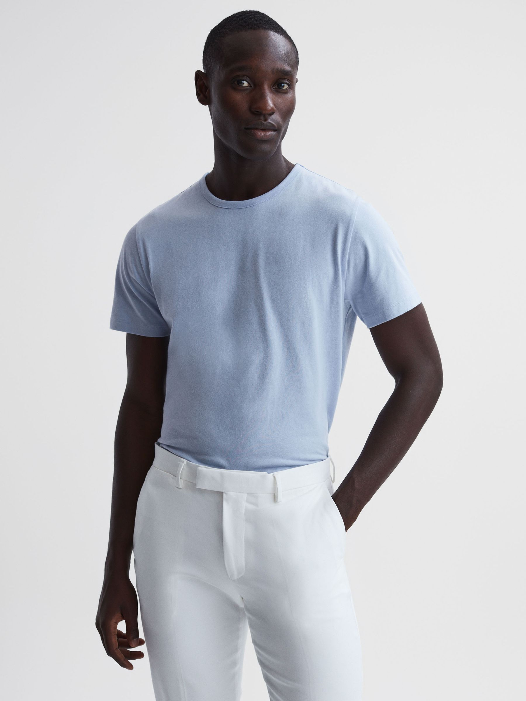 Garment Dye Crew Neck T-Shirt in Soft Blue - Image 1 of 6