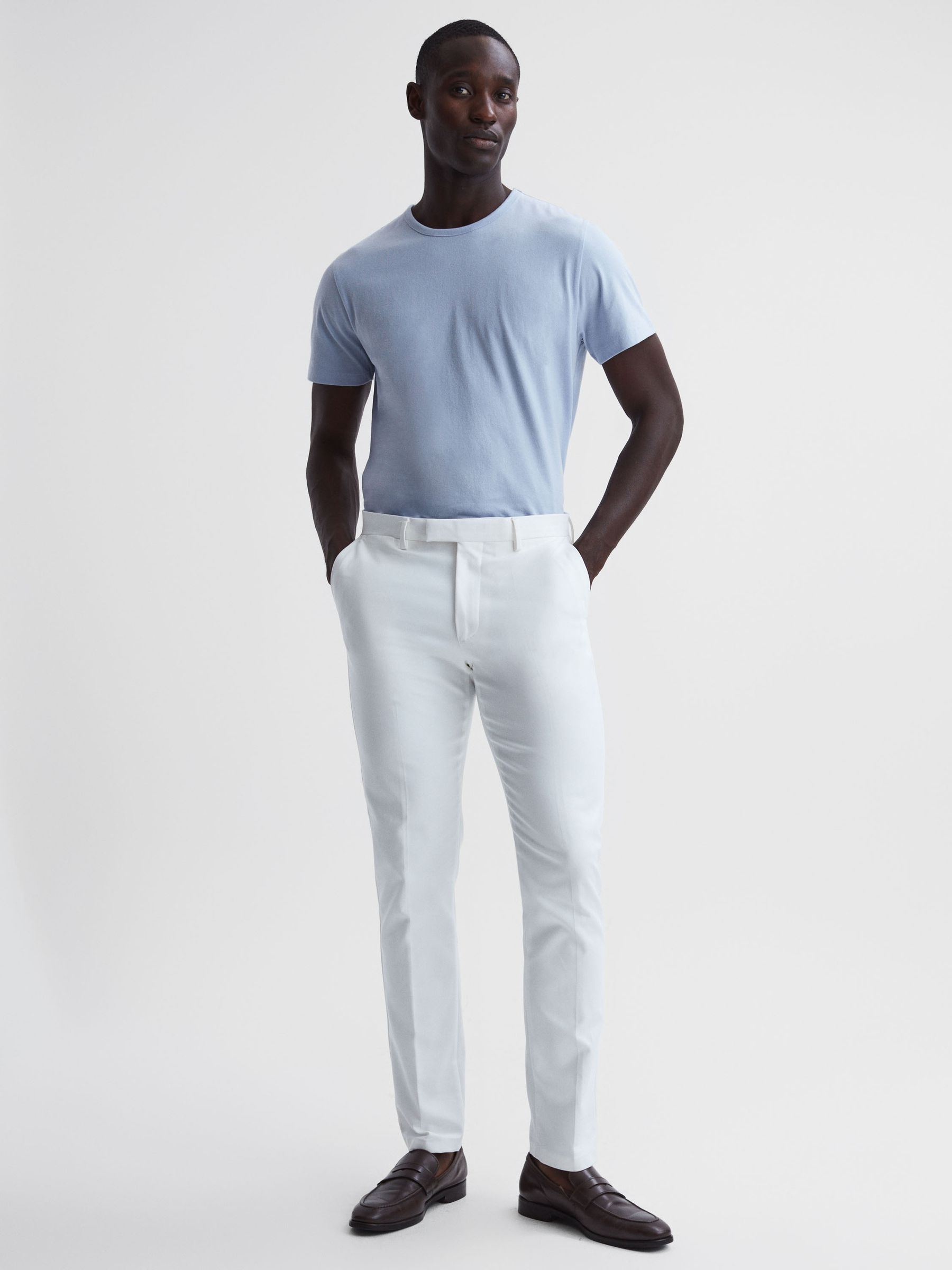 Garment Dye Crew Neck T-Shirt in Soft Blue - Image 3 of 6