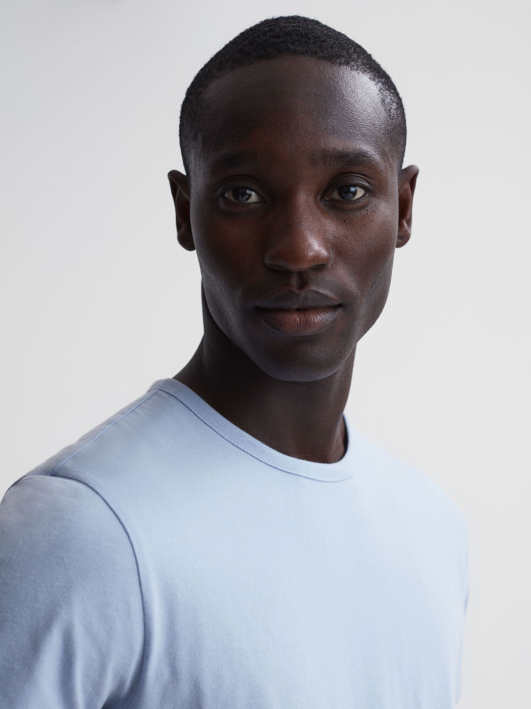 Garment Dye Crew Neck T-Shirt in Soft Blue - Image 4 of 6