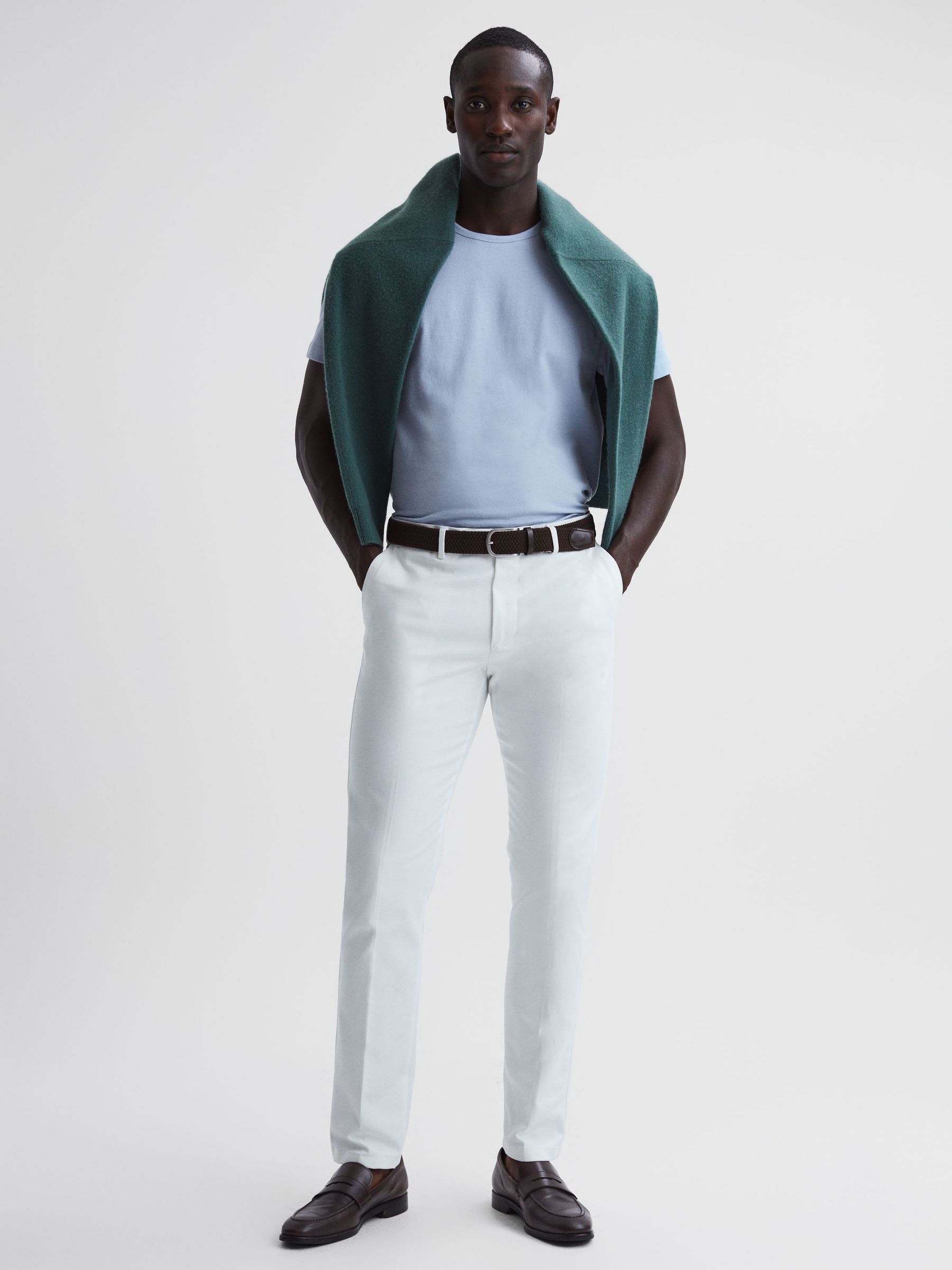 Garment Dye Crew Neck T-Shirt in Soft Blue - Image 6 of 6